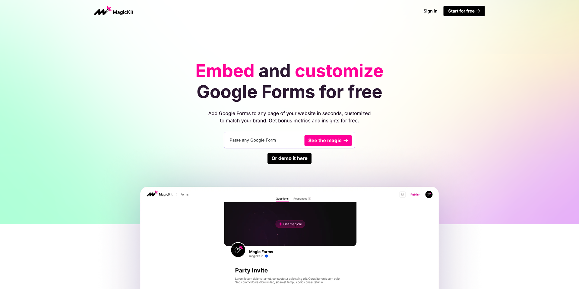 Google Forms → Magic Forms