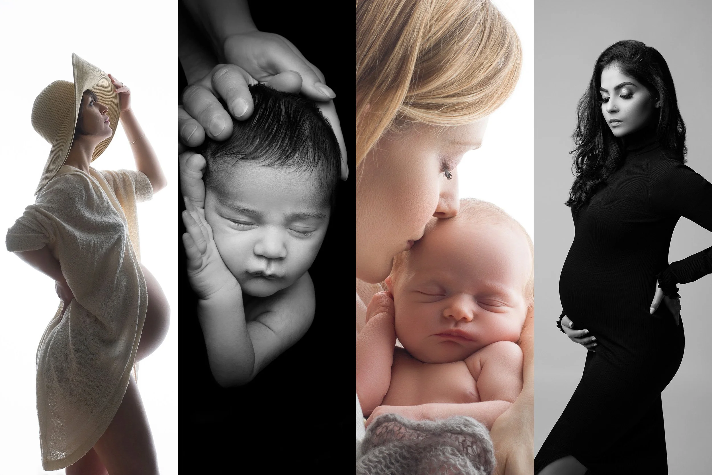 A selection of maternity photographs and newborn skin-to-skin photos photographed by Nemi Miller.