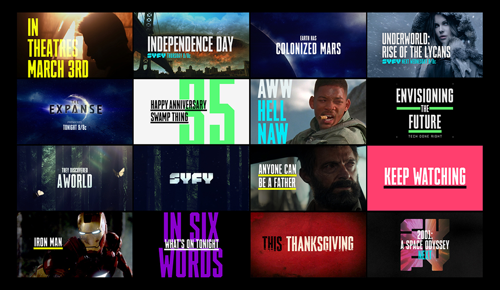 8 styles for SYFY with branding agency loyalkaspar and Victoria Rushton . We started with SYFY Hero and SYFY Sidekick, and then made modified versions of Hero for The Wizarding World of Harry Potter .