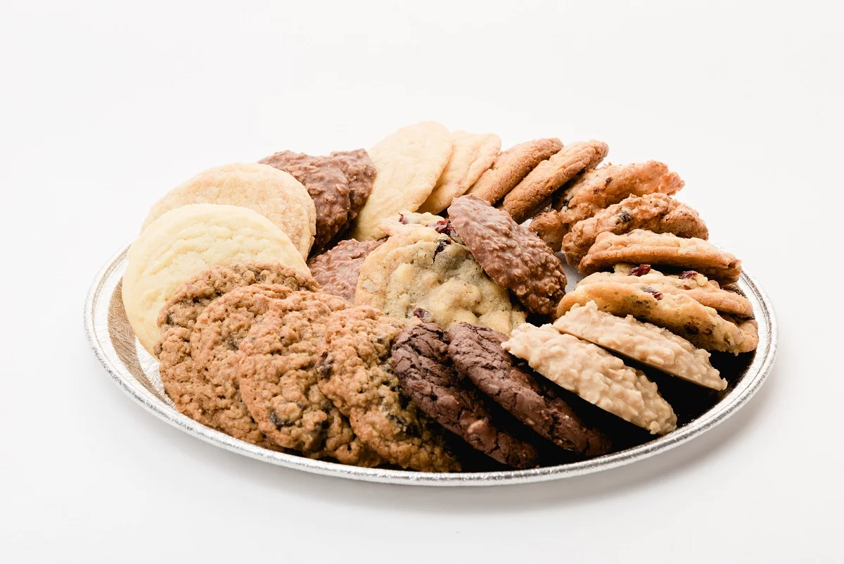 Cookies arranged artfully on a platter