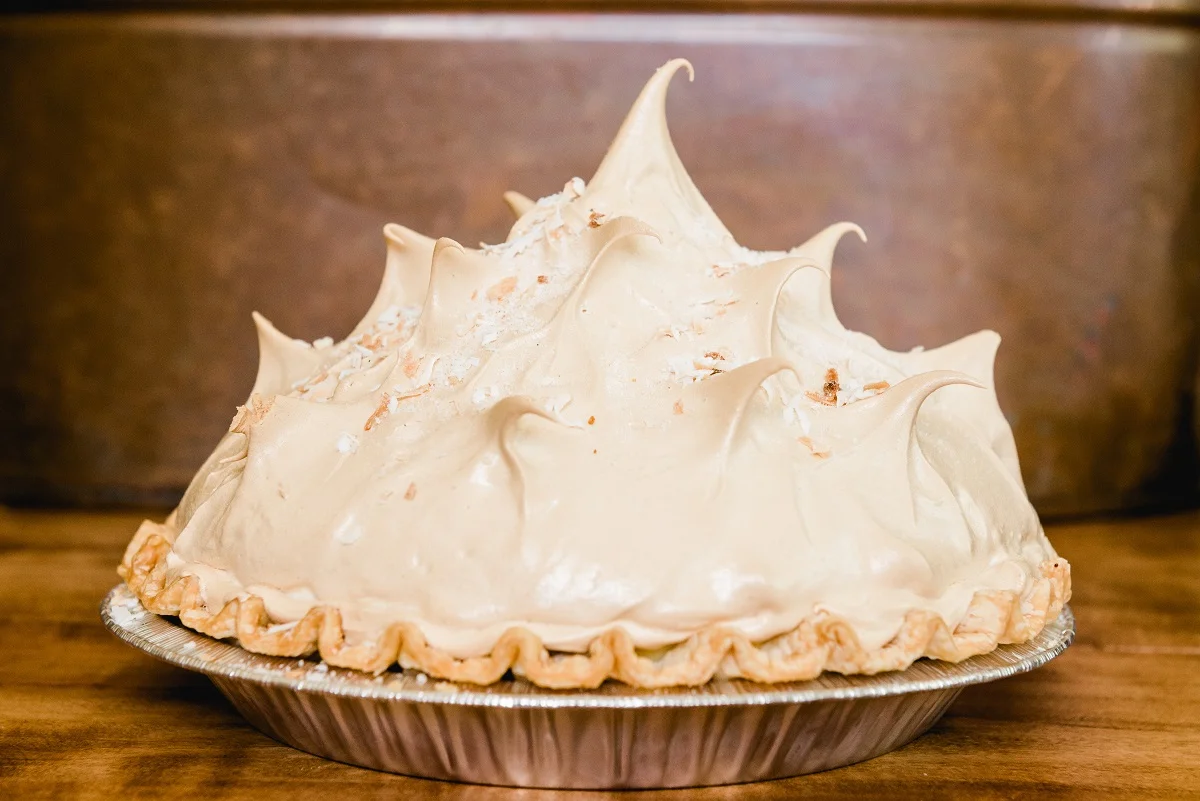 Coconut pie with beautiful meringue peaks