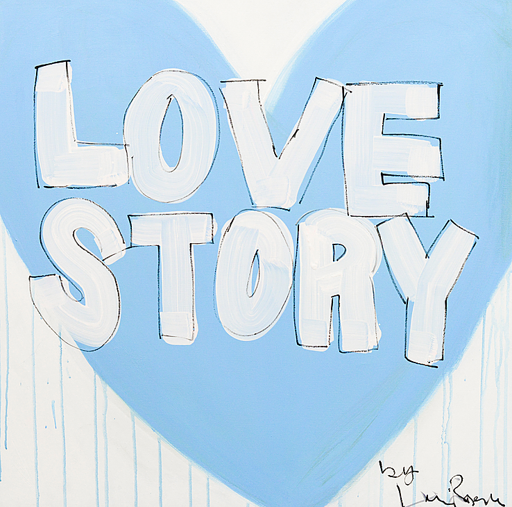 [SOLD] "LOVE STORY BLUE" 30X30 CANVAS