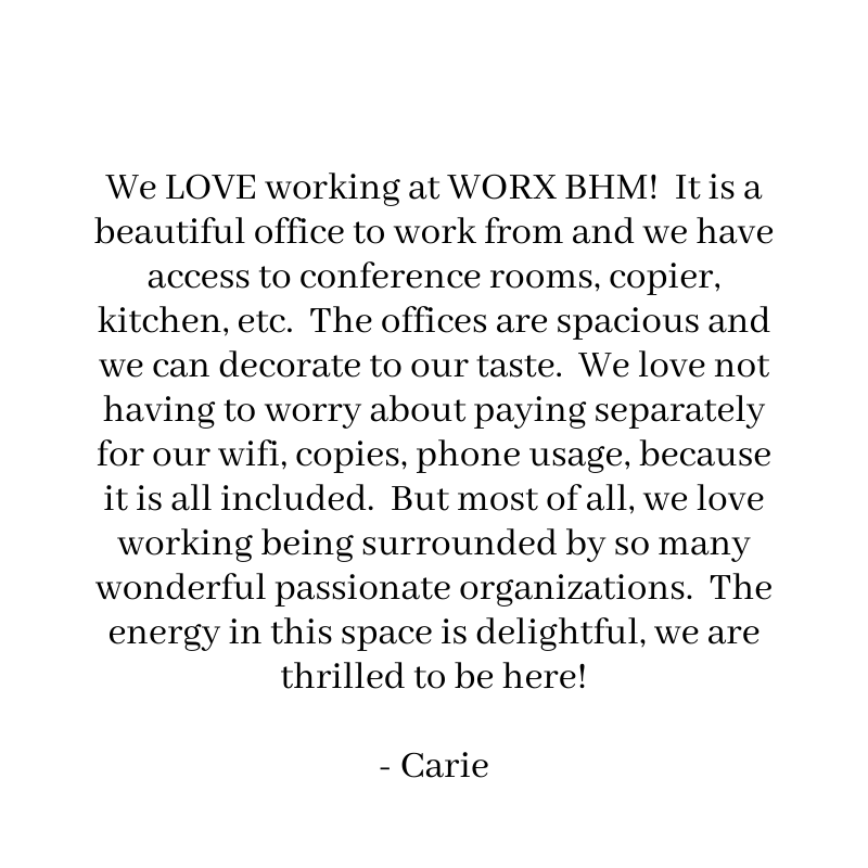 Worx has been a great space for me to focus and get more done. Working from home is great, but it doesn't compare to having a dedicated space to be productive. The coffee, friendly staff, and amenities made it a n.png