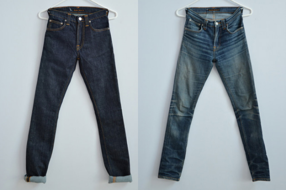 Raw denim vs. Prewashed. Photo via highsnobiety