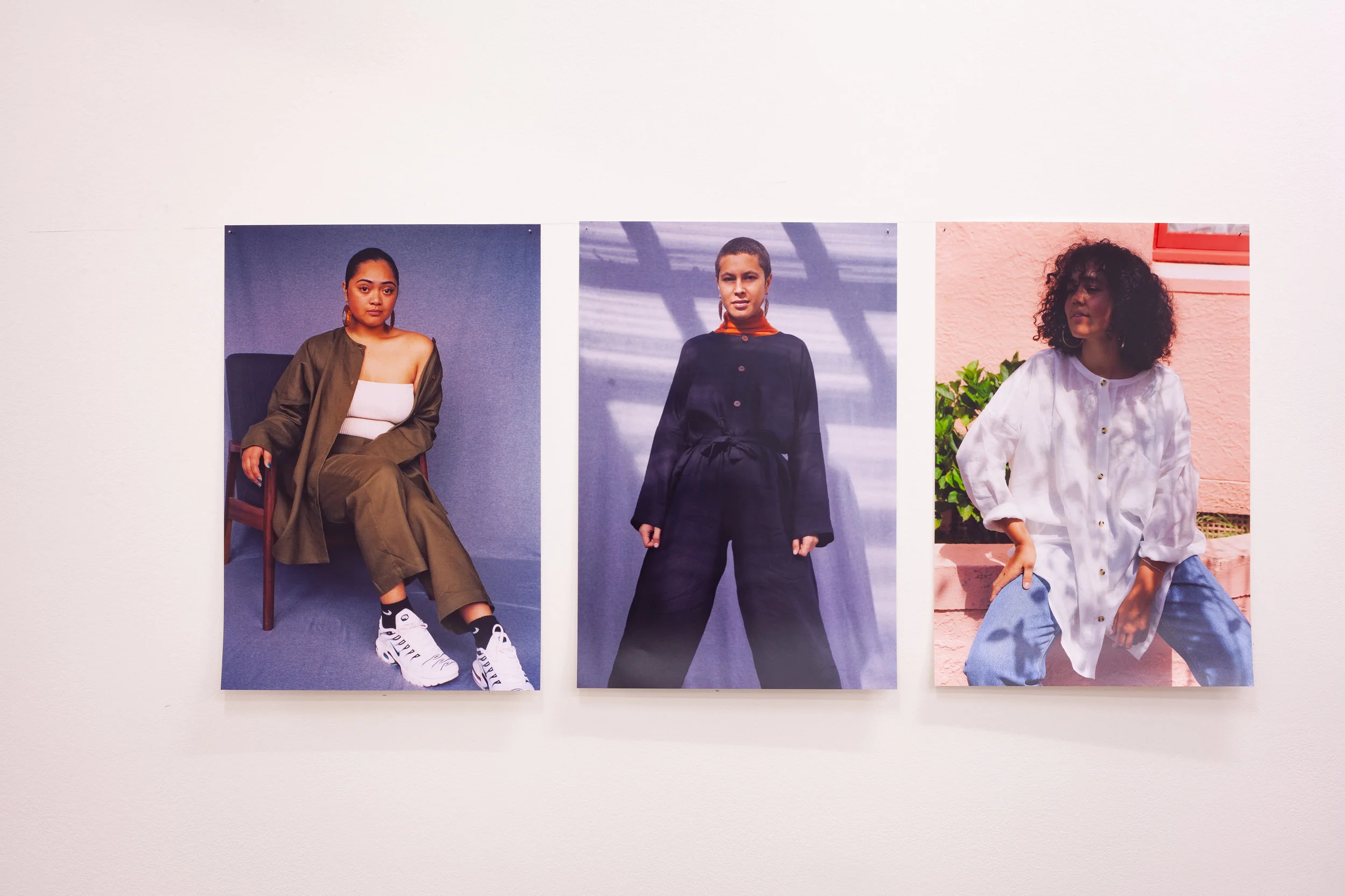 Maia / Leah / Kama , 2019, x 3 C-type, Fuji Matte digital prints, 420mm x 594mm, Image: ©2018 Crystal Te Moananui Squares