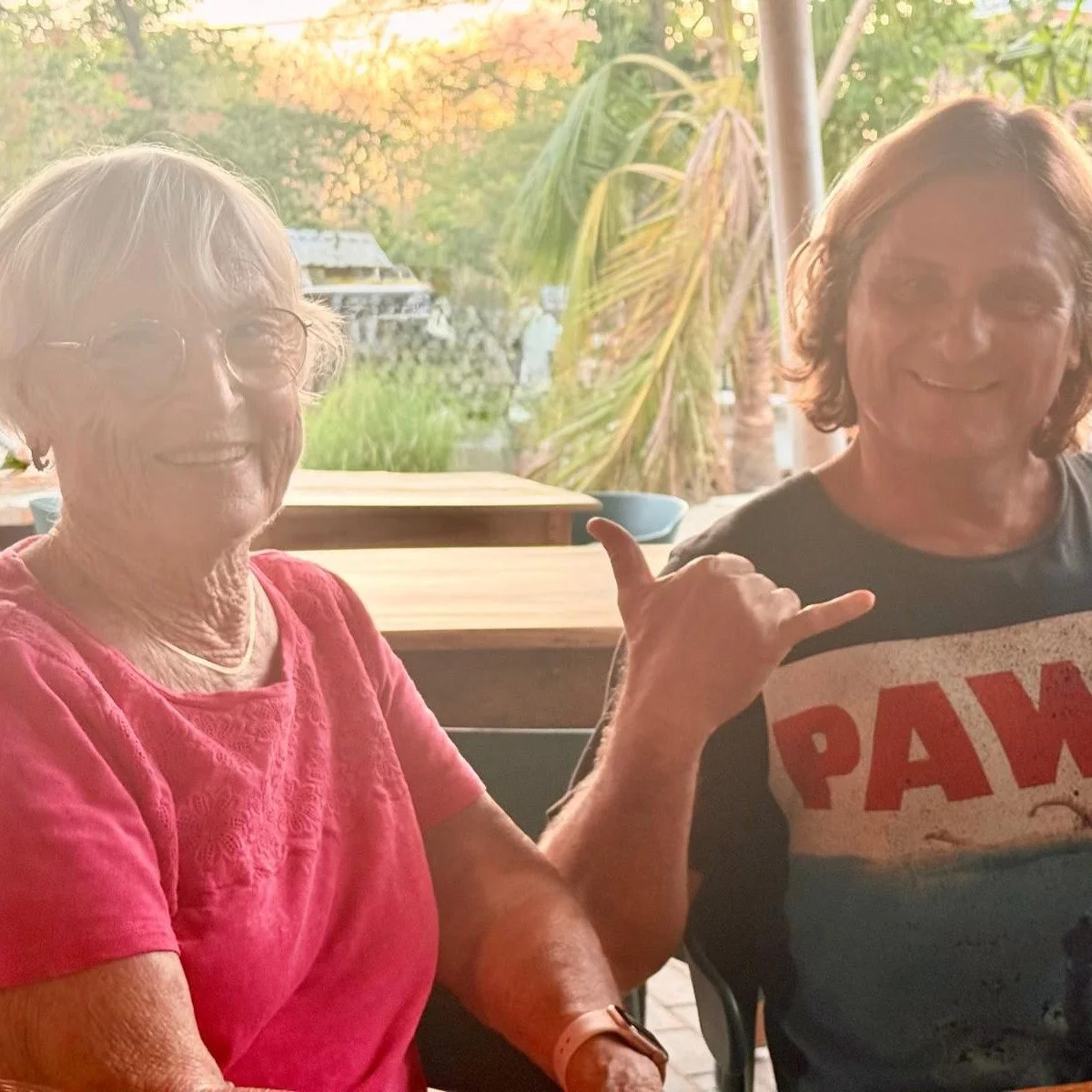 20 years ago, Juan took typing classes with Beverly at the Library. 

Today, the well-known "Juan Surfo" is a successful local business owner - and still connected to the place where it all began. 

Recently, Beverly visited him at his shop