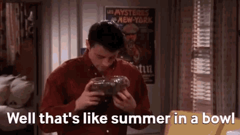 Joey saying that potpourri smells like summer in a bowl