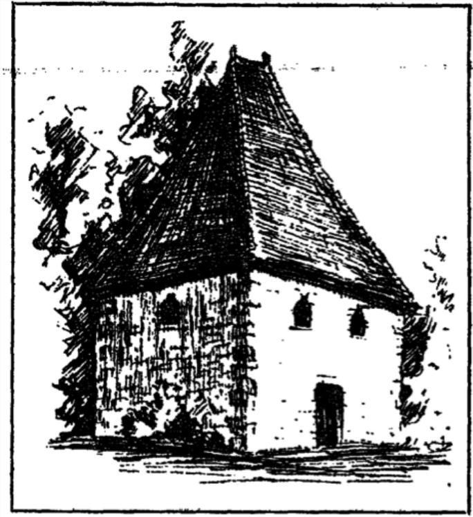 Illustration du XIXème siècle du temple protestant de Courtomer