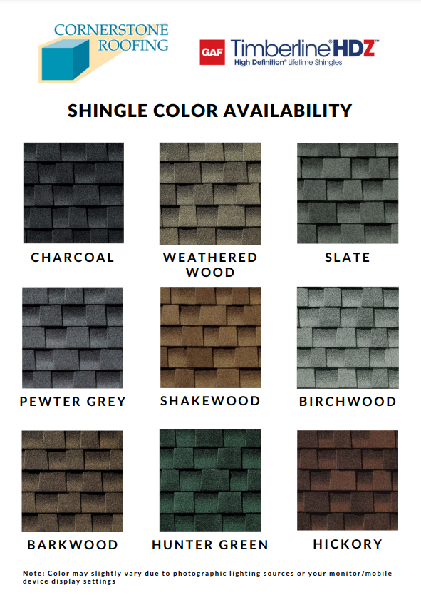 Shingle Color Selector — Cornerstone Roofing Inc.