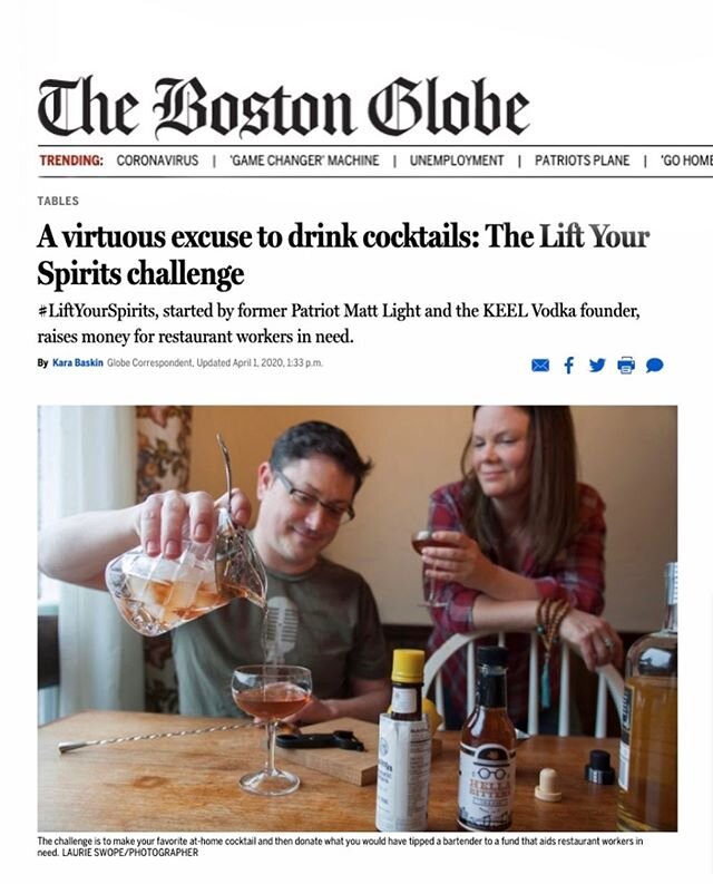 Thank you @bostonglobe for highlighting our efforts to support the hospitality industry.  Our work continues.  Please continue to share your @liftyourspiritschallenge videos and donate at the link in our bio