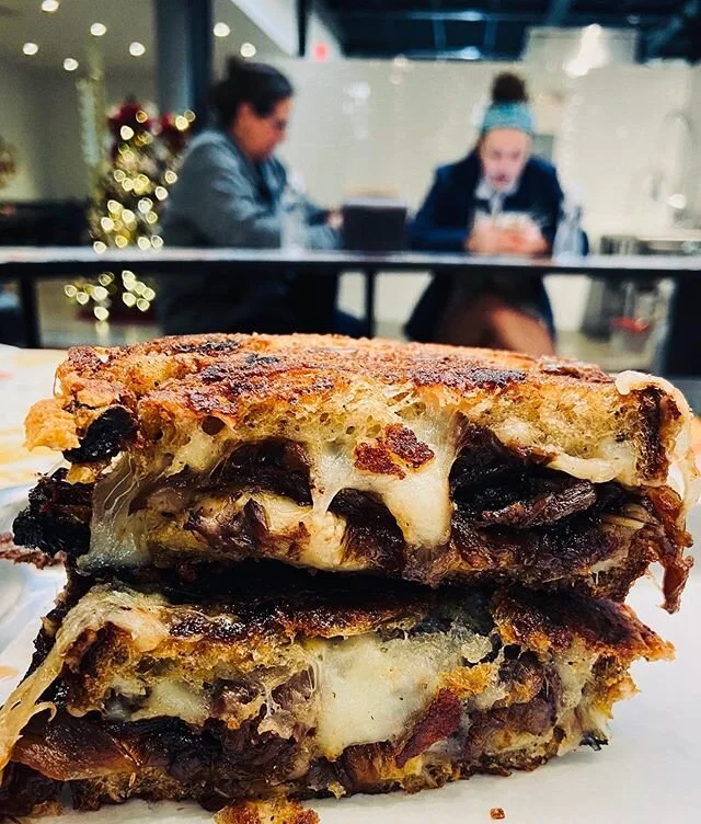 The Brick House is back to let you know it can really shake &lsquo;em down. . Braised beef, onion jam and fontina on rosemary sourdough...full of meaty, cheesy goodness, just like me. . . . #MightyMelt #grilledcheese #phillyeats #oldcity #visitphilly