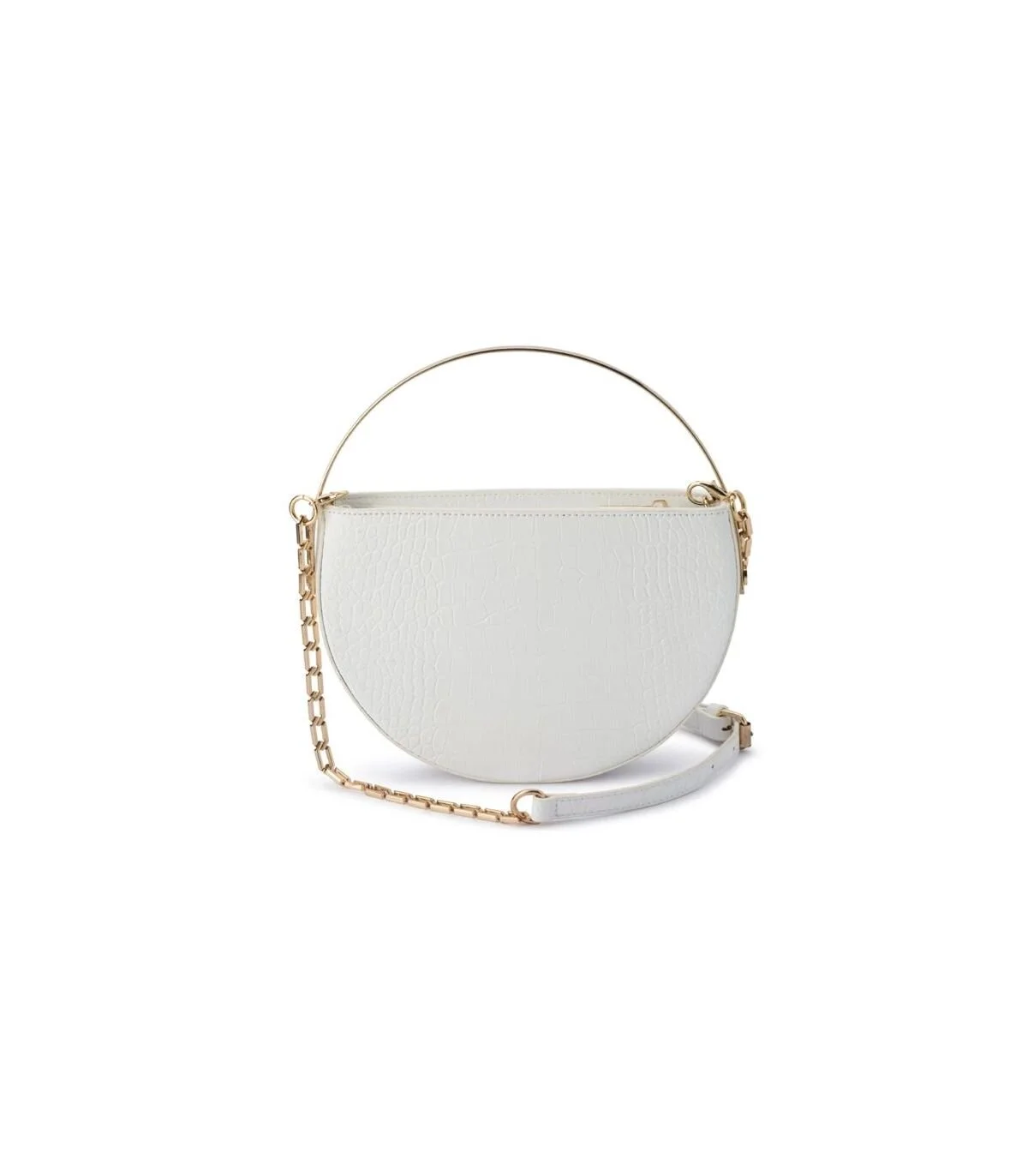 Fabucci - OLGA BERG White Croc Round Top Handle Bag Riley