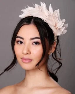 Deb Fanning Champagne Feathered Headpiece 