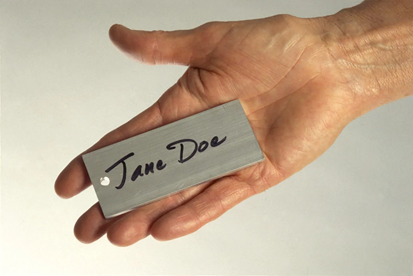 Dog tag from the sculpture.