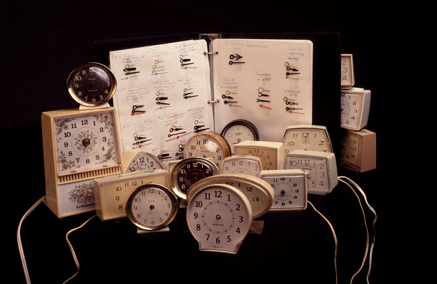 The Book with the Hands from 53 Clocks and a few of the clocks.