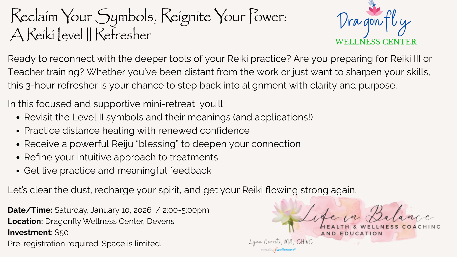 Reclaim Your Symbols, Reignite Your Power: A Reiki Level ll Refresher Class