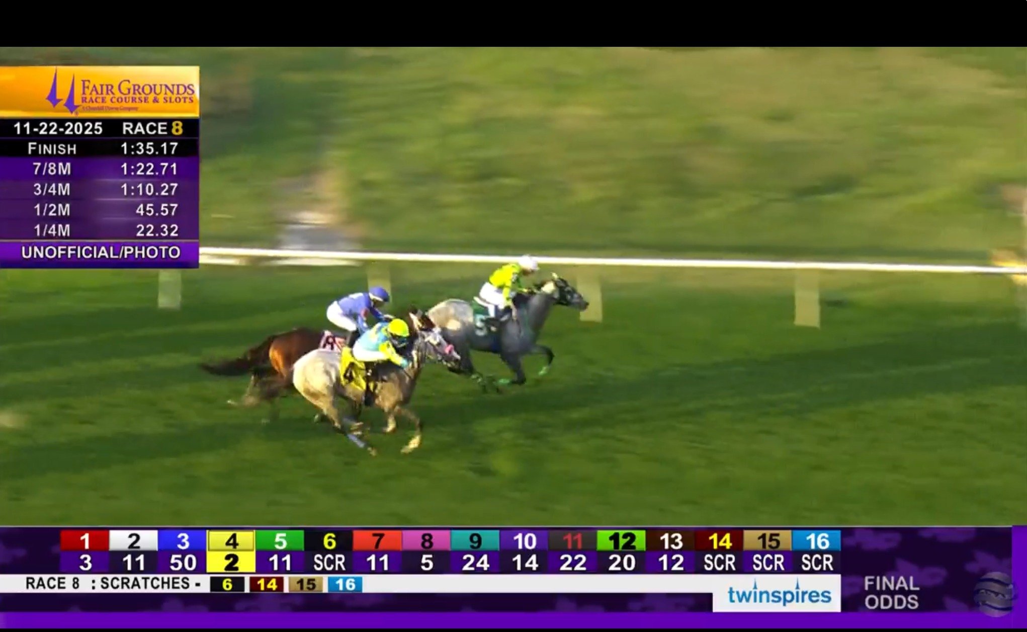 Another Win! CGF- bred Wicked Secret wins tough allowance race!  Race 8! Such a beautiful horse.