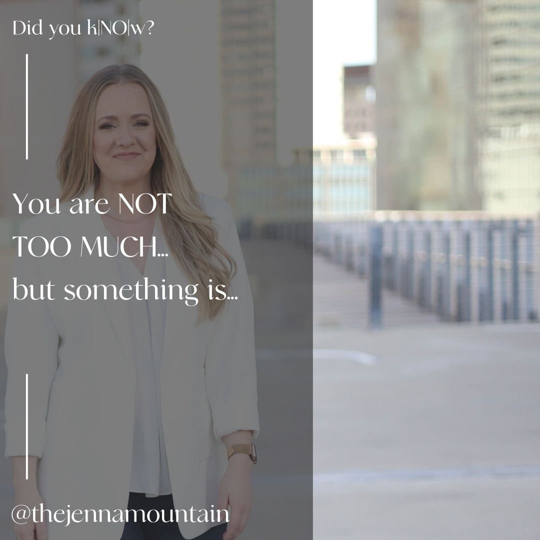 You are NOT TOO MUCH... but something probably is&hellip;

Ever feel like you&rsquo;re &ldquo;too much&rdquo; or &ldquo;not enough&rdquo;? It&rsquo;s not you&mdash;it&rsquo;s probably the impact of &ldquo;the too&rsquo;s&rdquo; in your life.

As many
