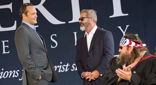 Mel Gibson and Vince Vaughn speak at Liberty University