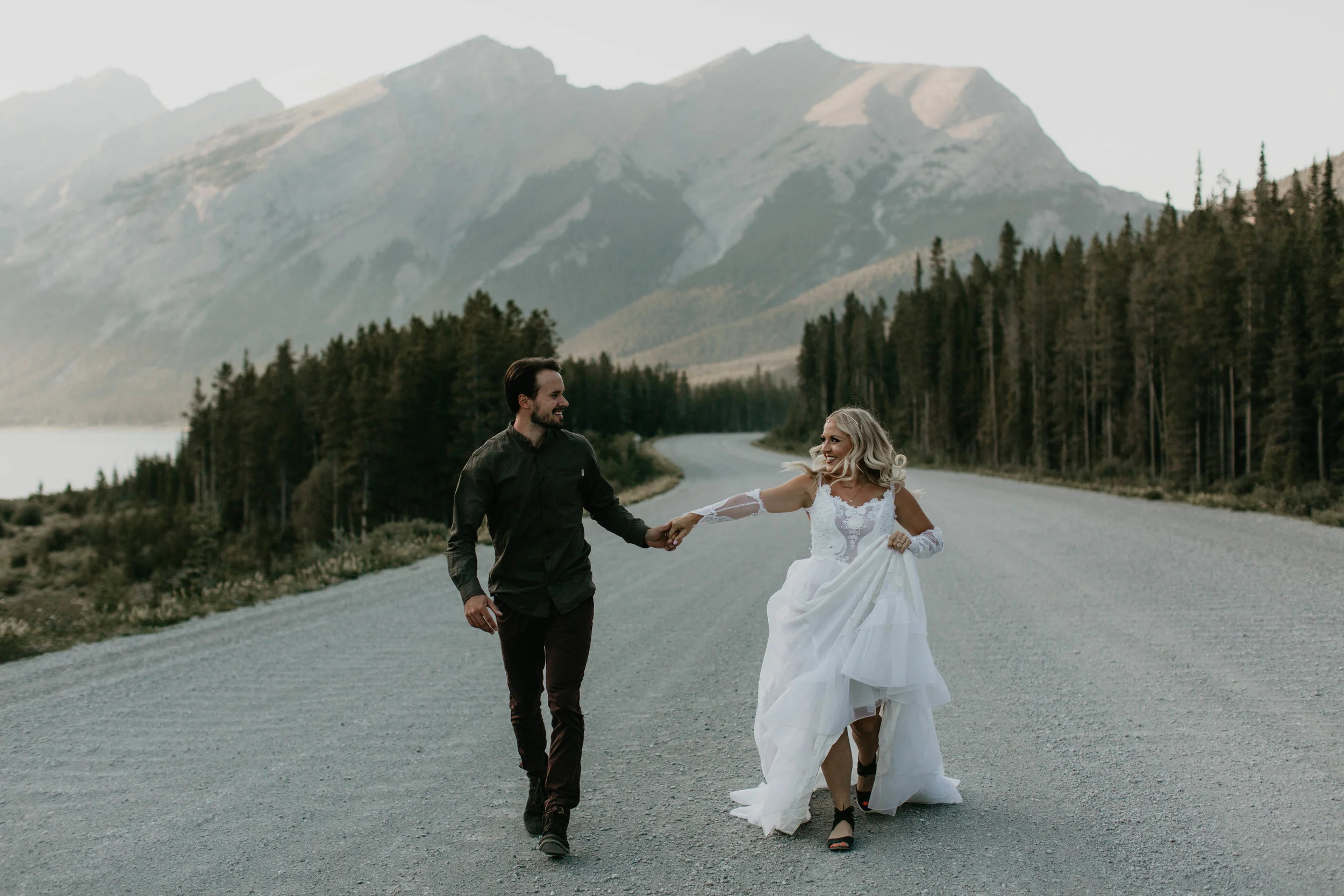 A couple at their Banff engagement session