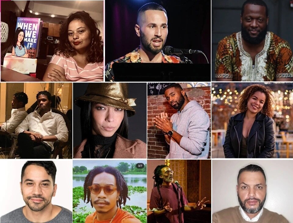 Join us online for Stimulive with @jivepoetic and @elisabetvelasquezpoetry , Make it Make Sense poetry workshop with @paulconqueso, the Monday Night Online Open Mic, the Thursday Night Open Mic, I'm Funnier Than You, Worldwide Music Showcase, the Enc