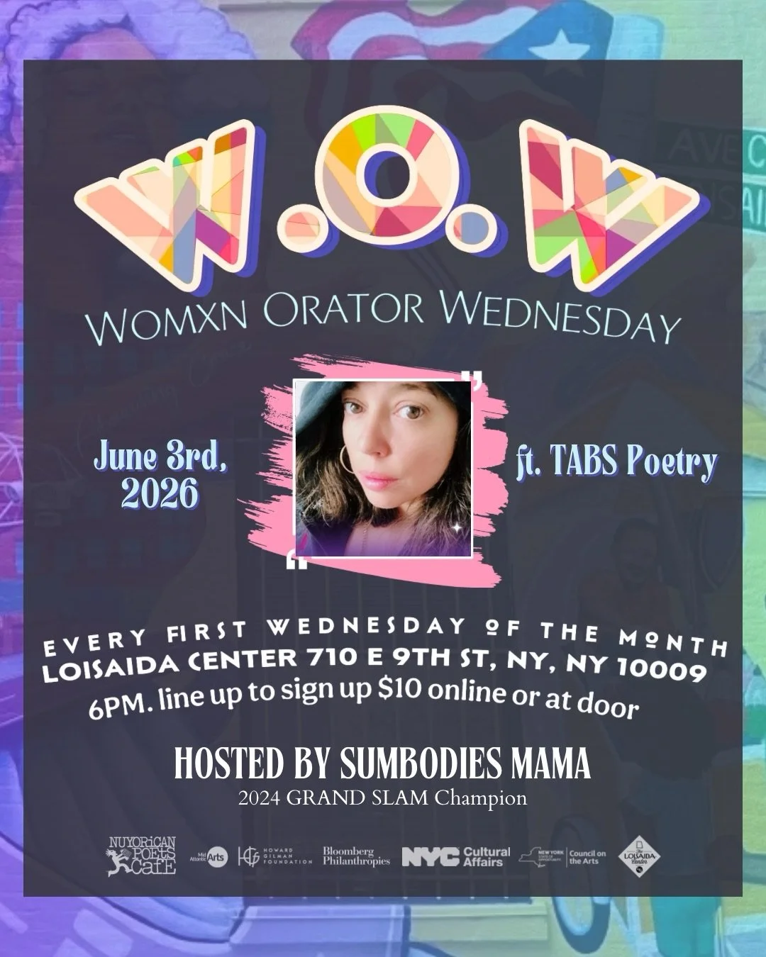 The first Wednesday of every month is our Womxn Orator Wednesday hosted by the Nuyorican 2024 Grand Slam Champion @Sumbodies_Mama and featuring @tabspoetry 🎙️ Signups occur in person only and are limited to 15 guaranteed spots for those who arrive p