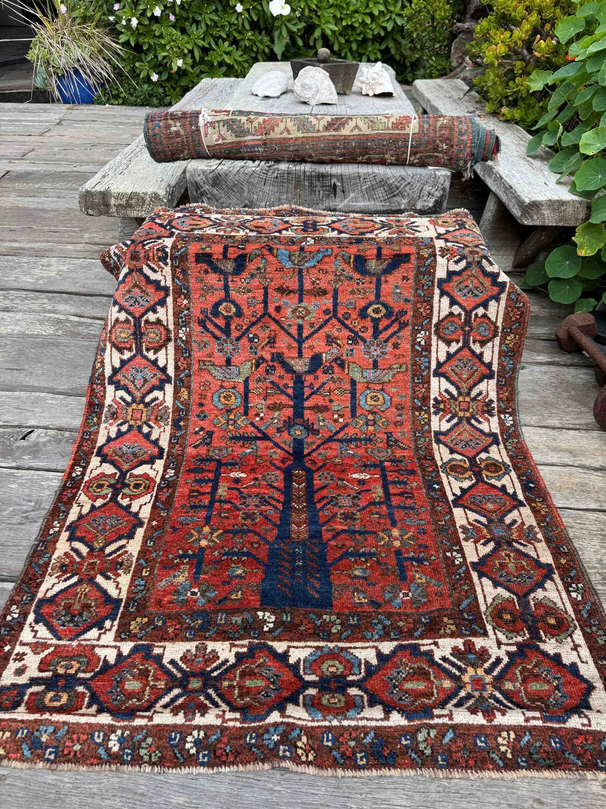 antique southwest persian neyriz tribal rug