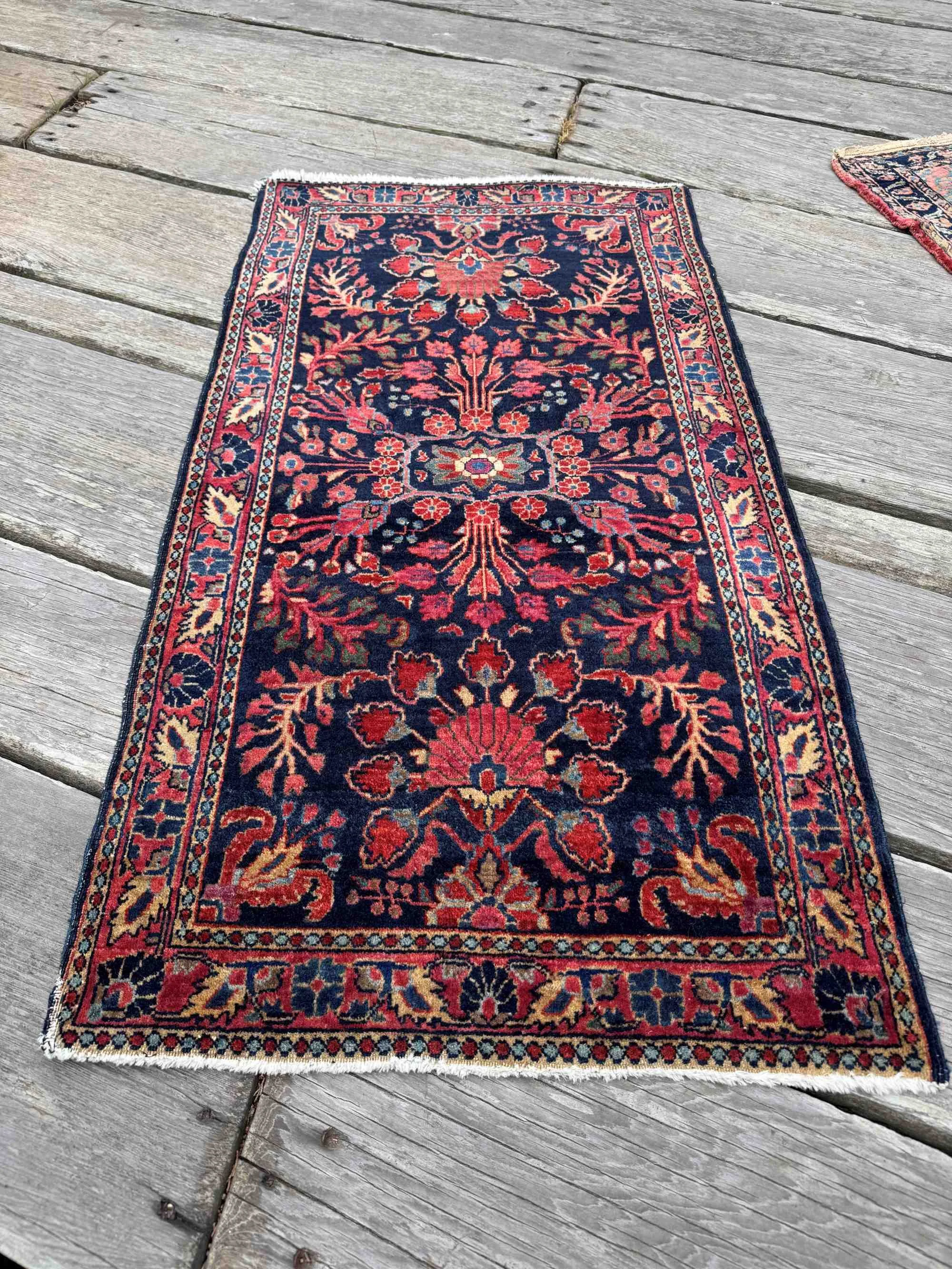 antique Mohajeran Sarouk accent rug