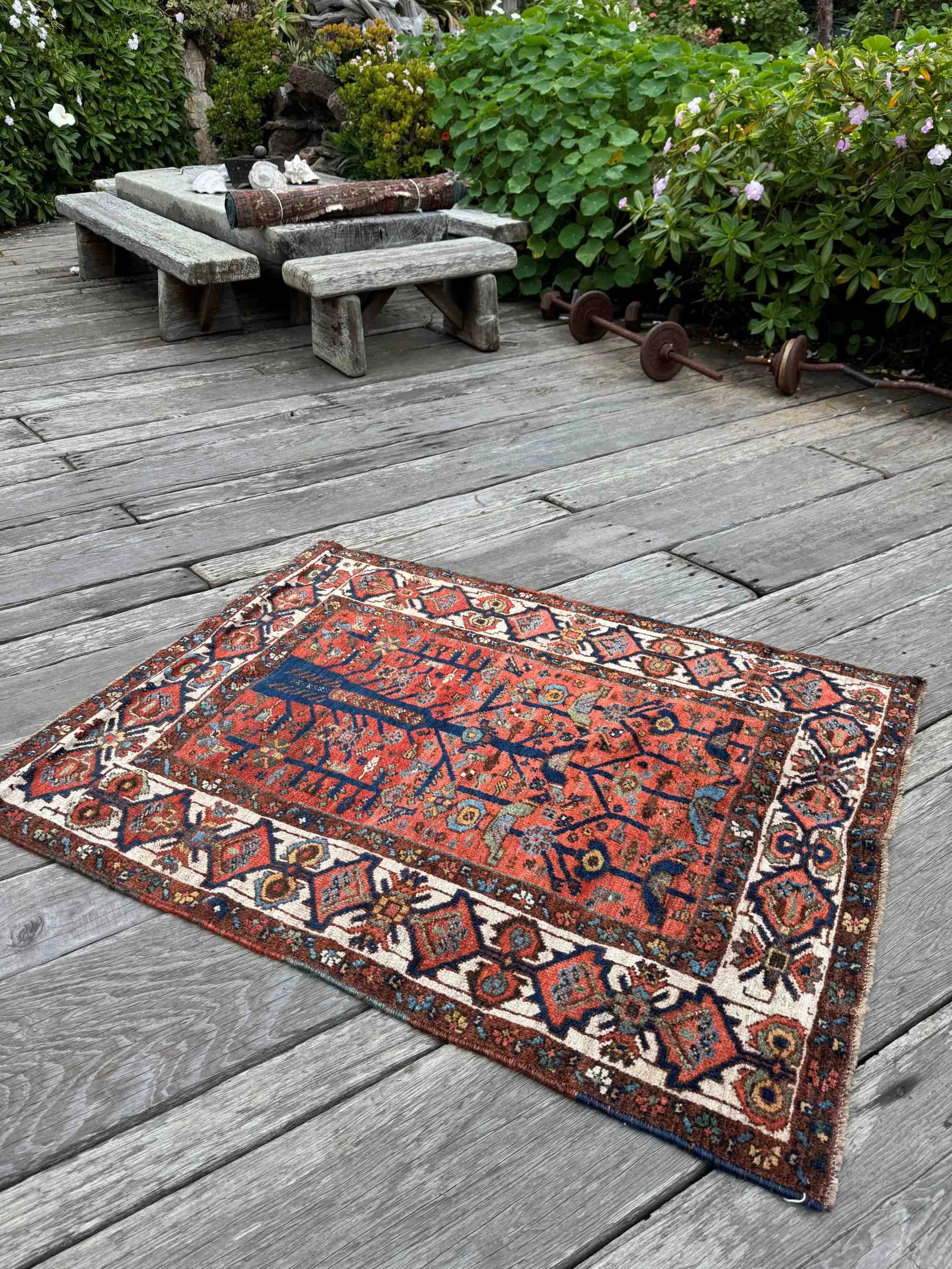 antique southwest persian neyriz tribal rug