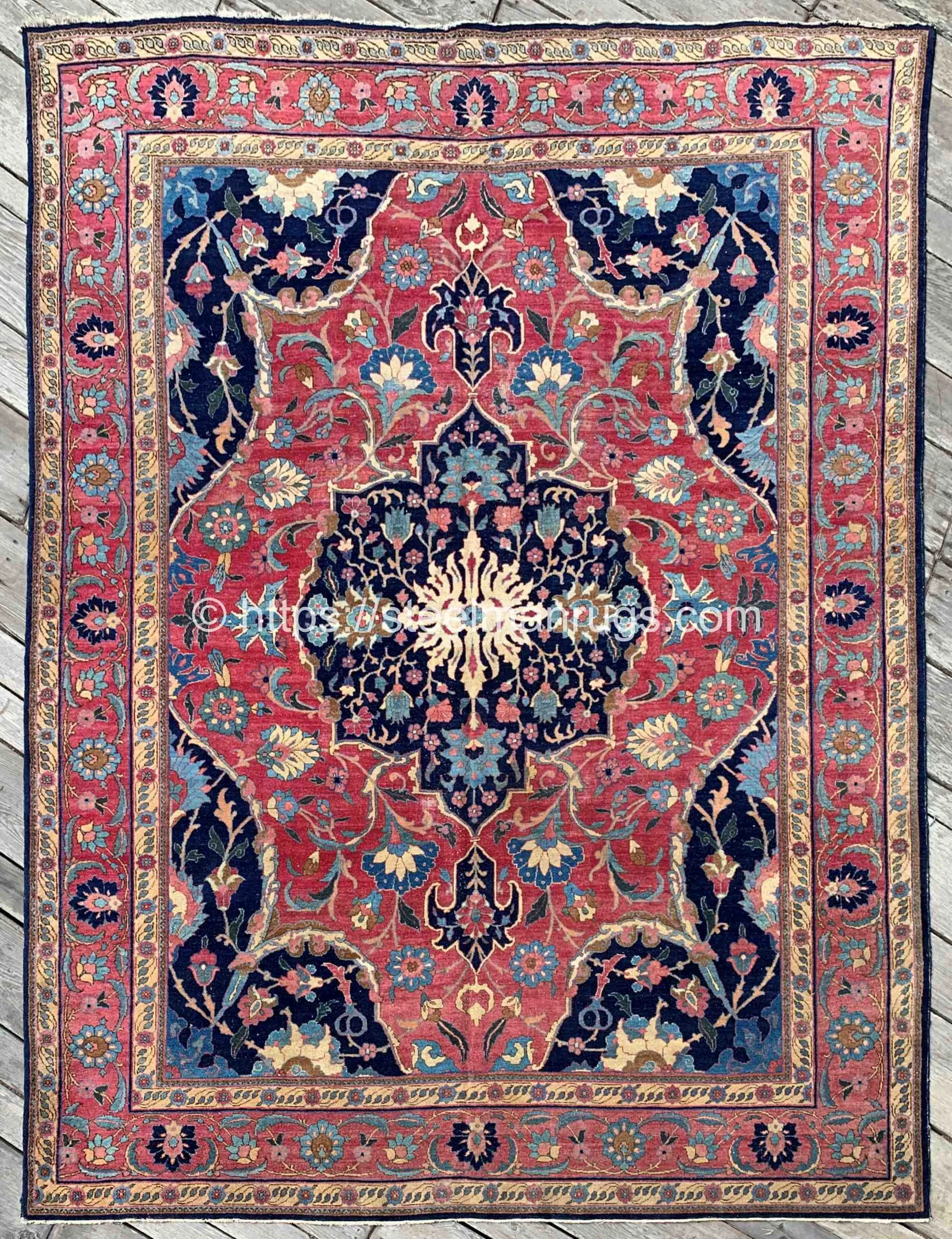 Antique Persian Tabriz Rug 9'8"x12'2'' Arts and Crafts Masterpiece