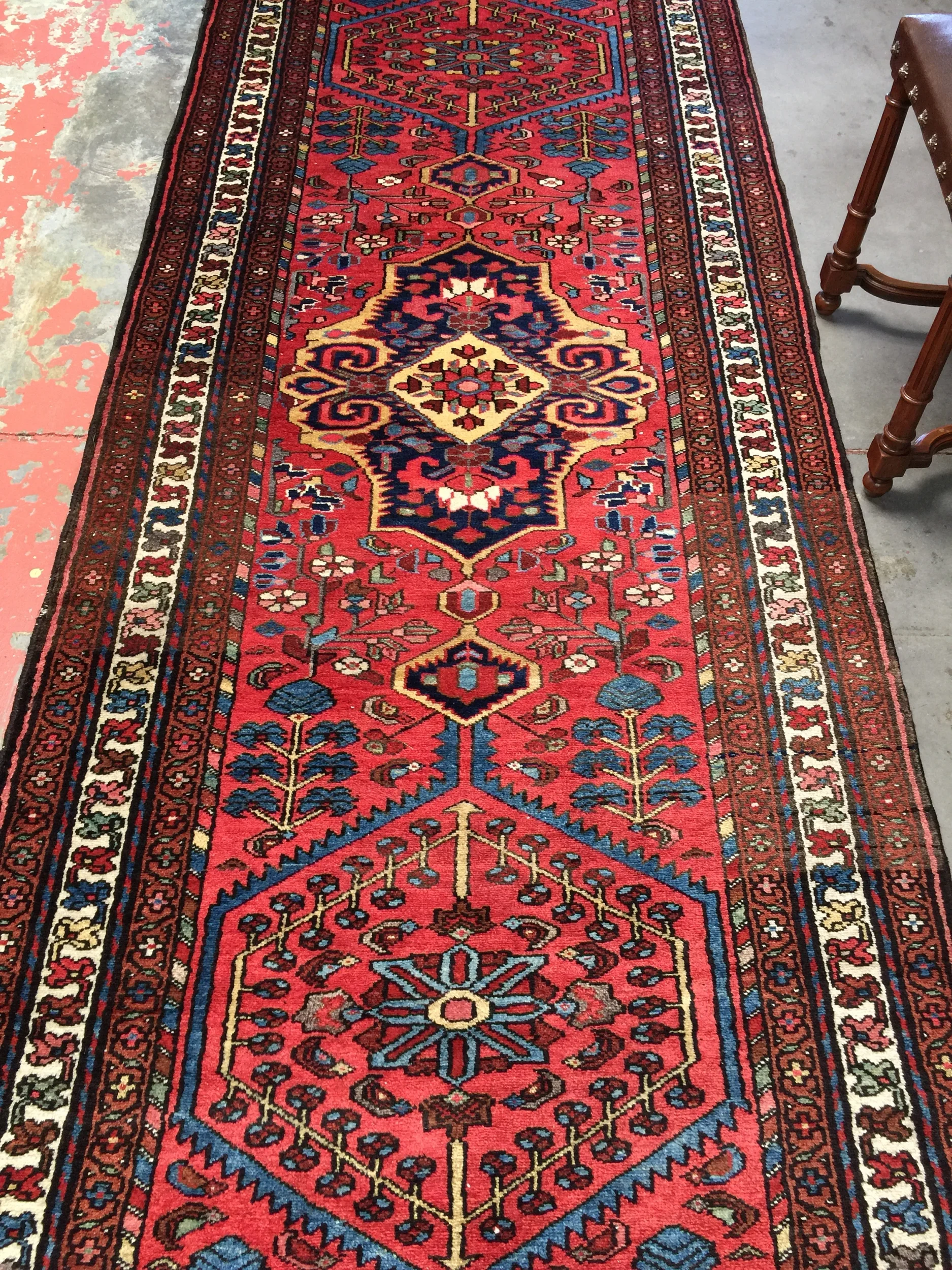 Vintage Persian Runner 3'6"x16'3" Colorful Tribal Jewel
