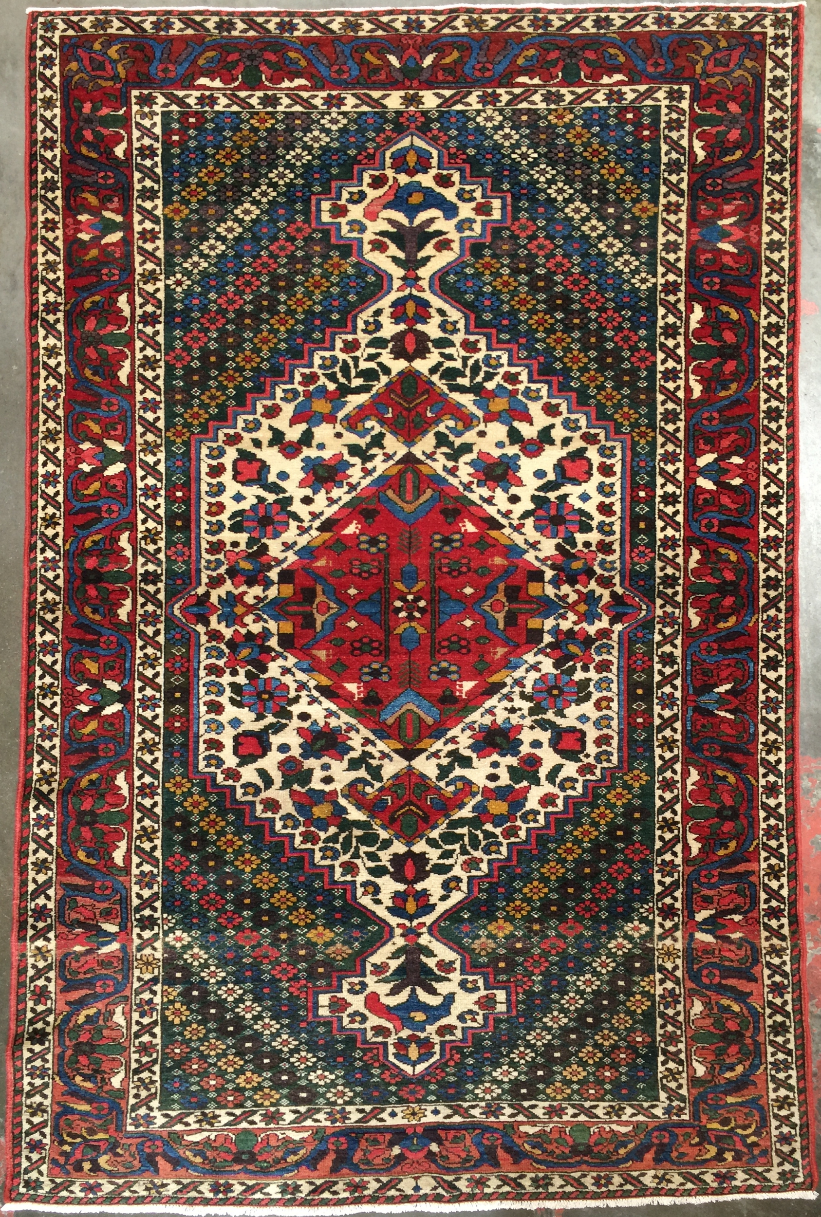 Antique Persian Bakhtiari Rug 4'5"x6'9" Millefleur Garden Delight