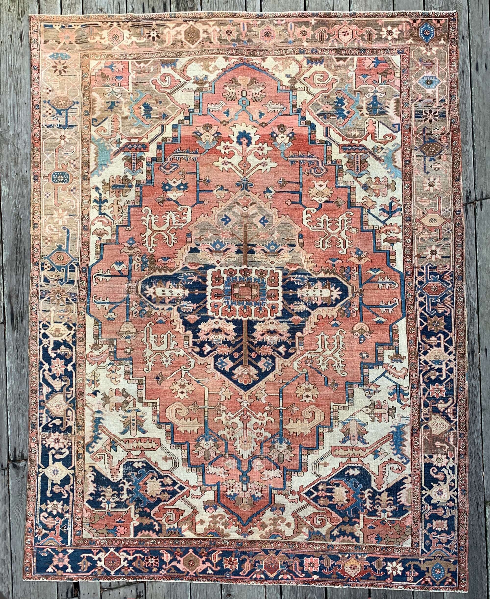 Antique Persian Heriz Serapi Rug 9'8"x12'5"