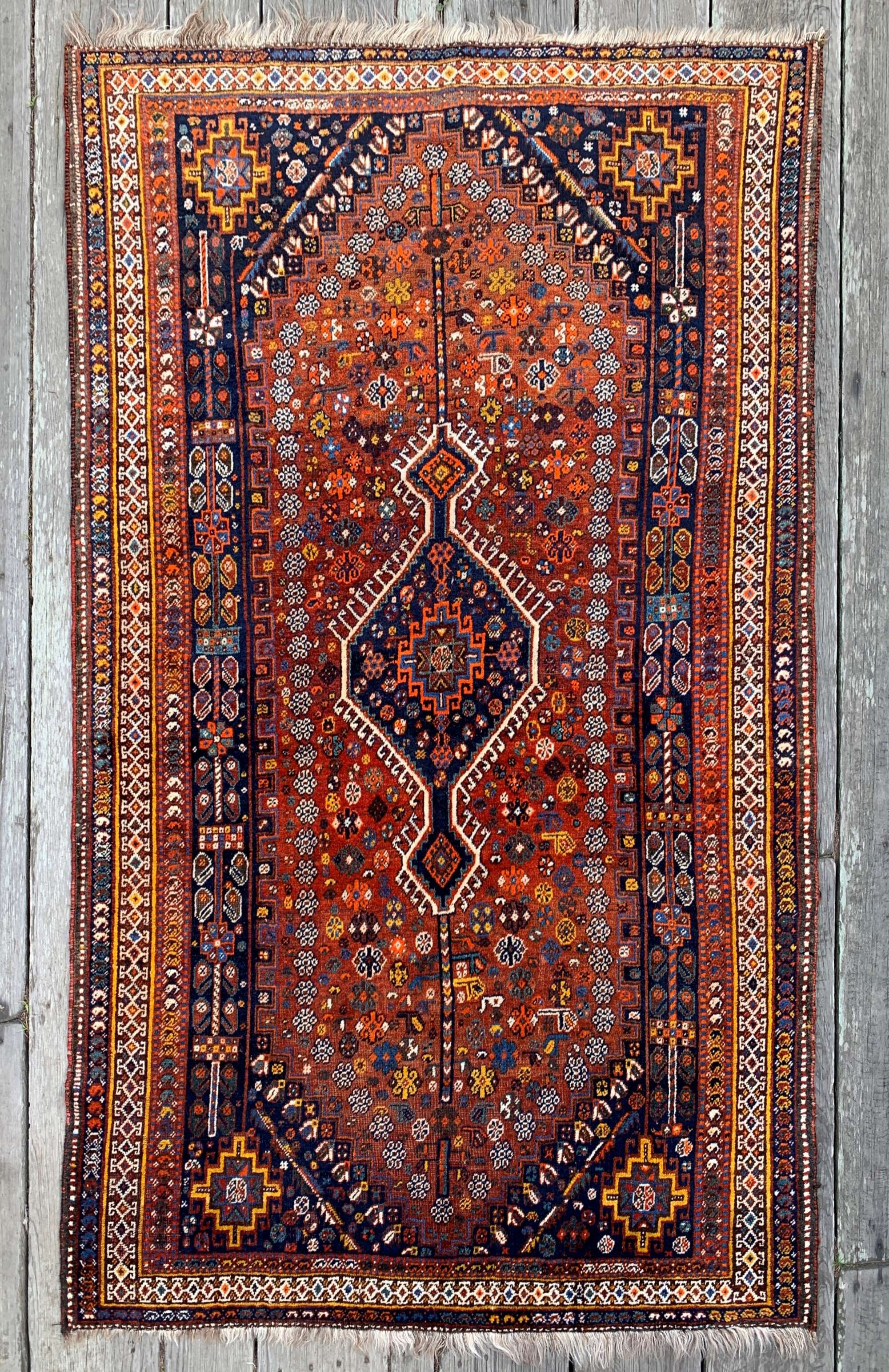 Steelman Rugs — Semi Antique Persian Shiraz Tribal Rug 5'5