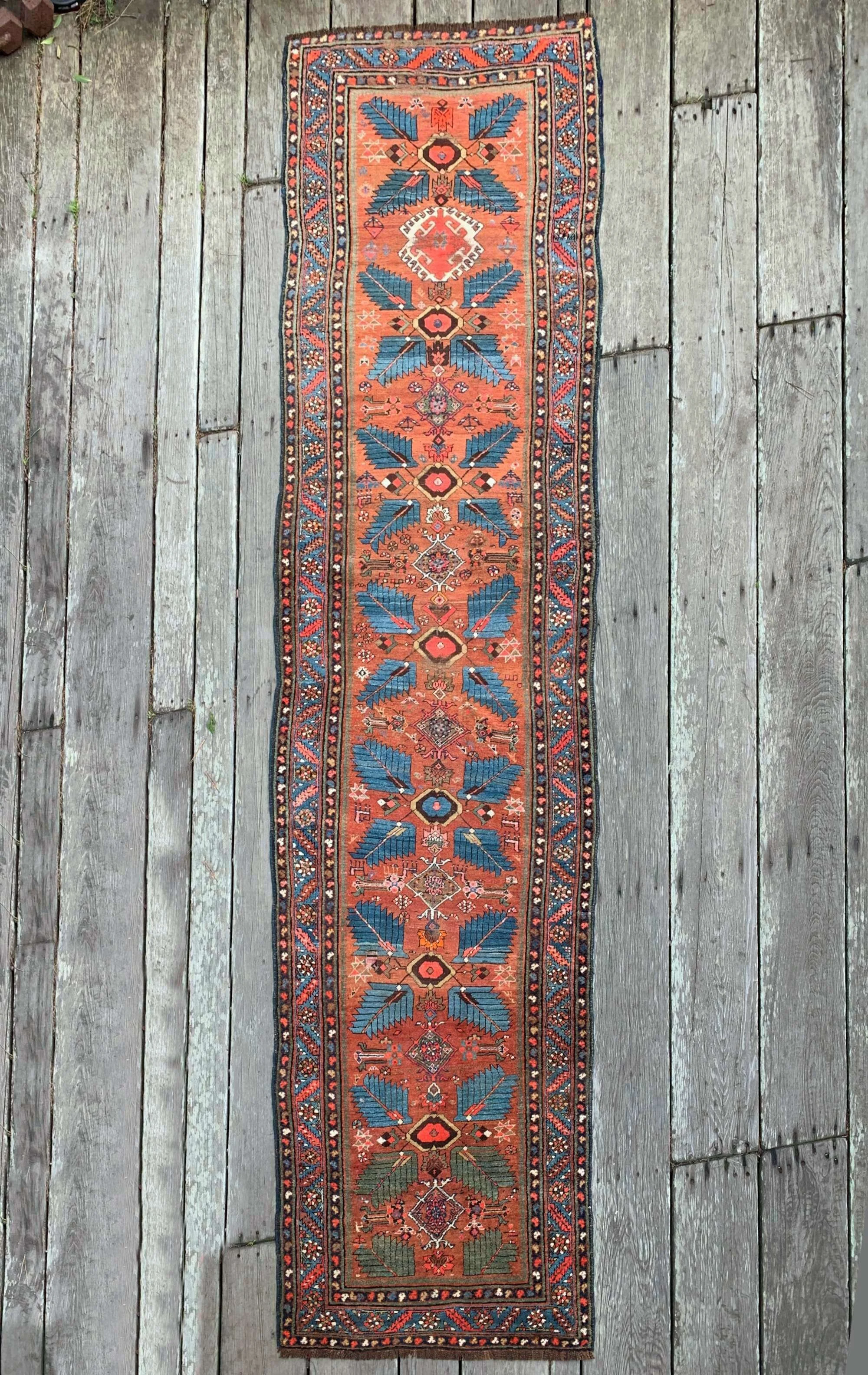 Antique Persian Runner Rug 3'9"x15'4" Tribal Karadagh