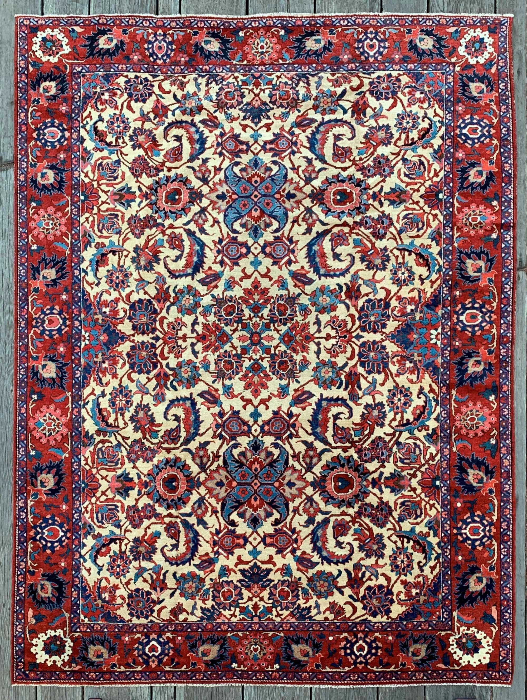 Mid Century Persian Rug 7'2"x9'5" Exquisite All-Over Pattern