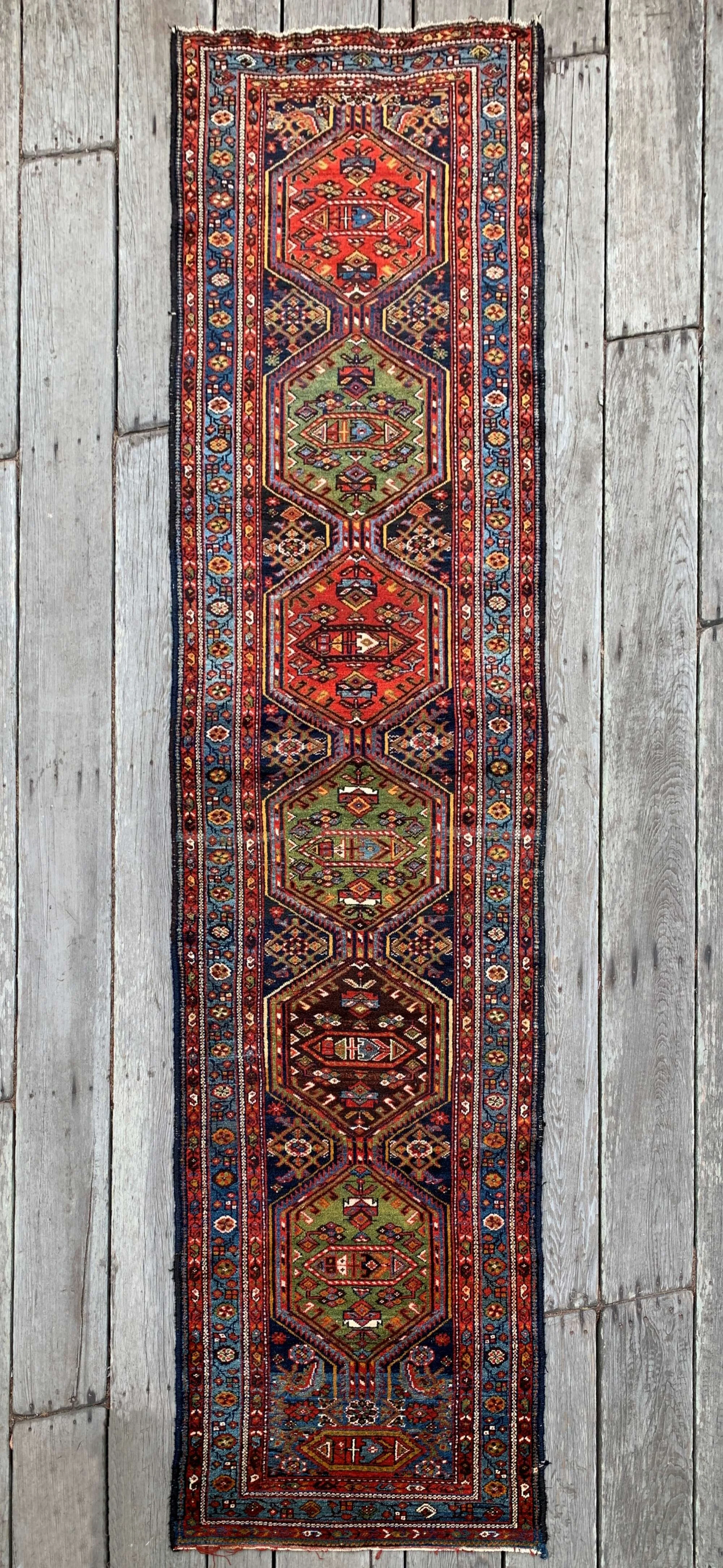 Antique NW Persian Runner 3'9"x14'9" Tribal Beauty