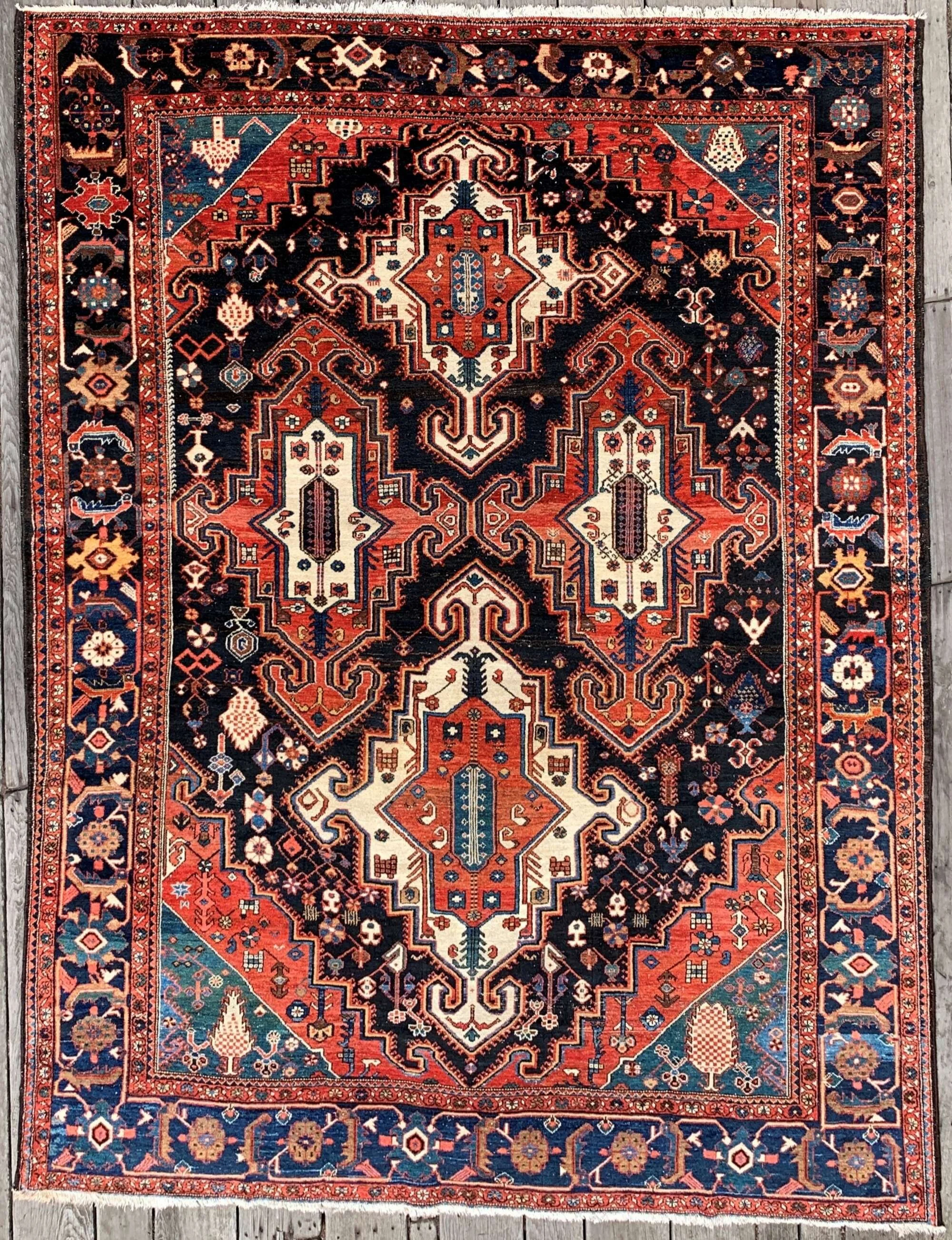 Antique Bakhtiari Rug 10'5"x13'5" Rare Tribal Wonder
