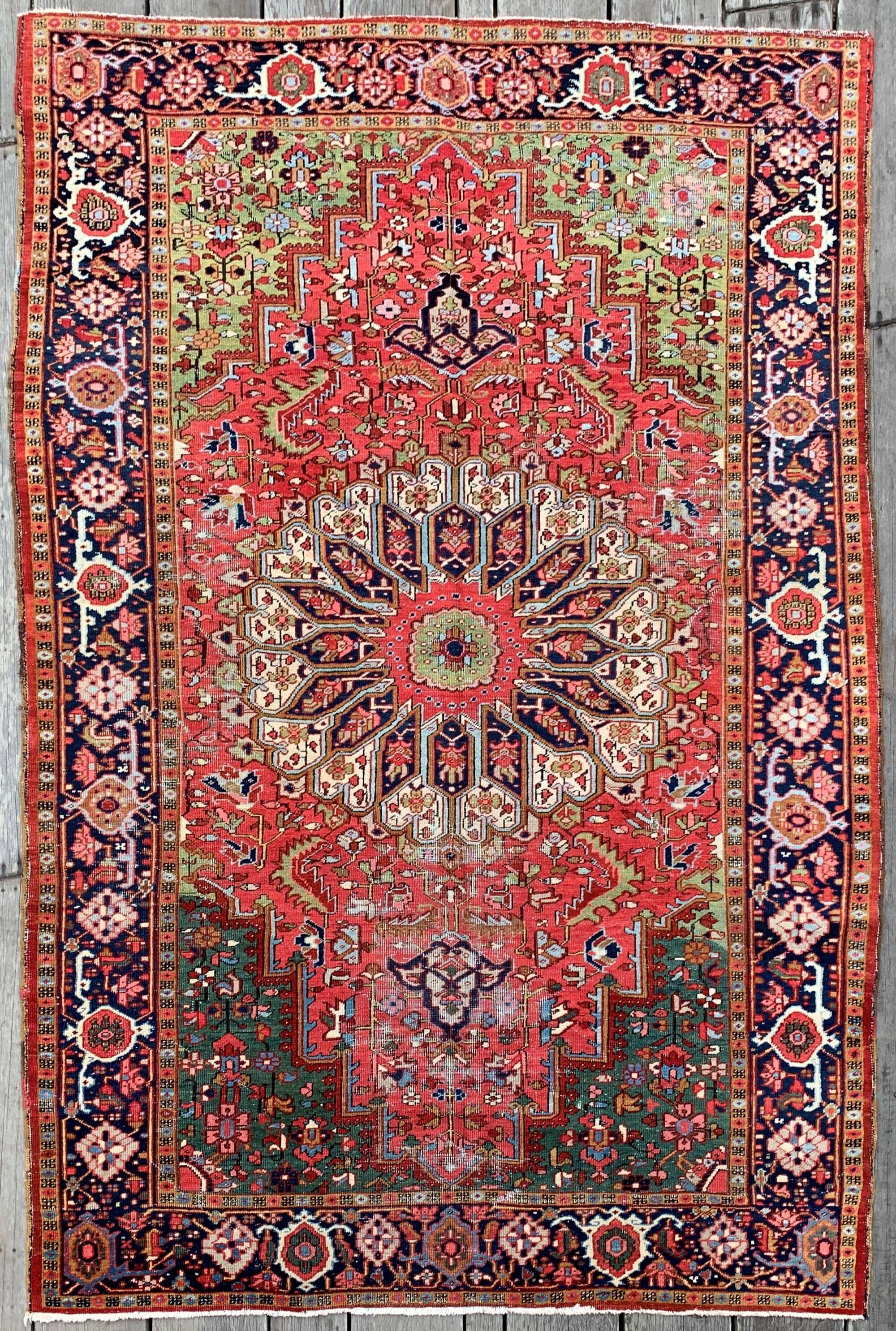 Antique Persian Heriz Rug 7'4"x11'1"