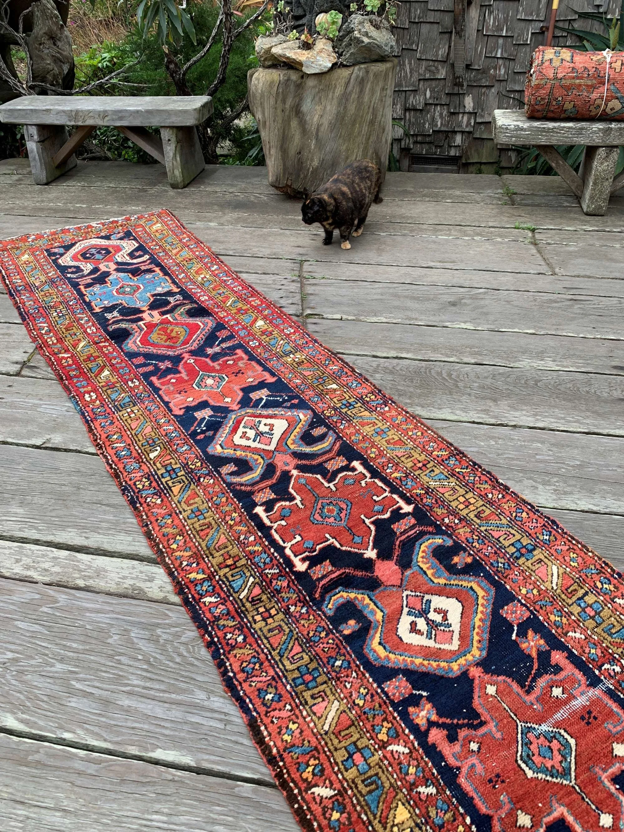 blue tribal runner rug