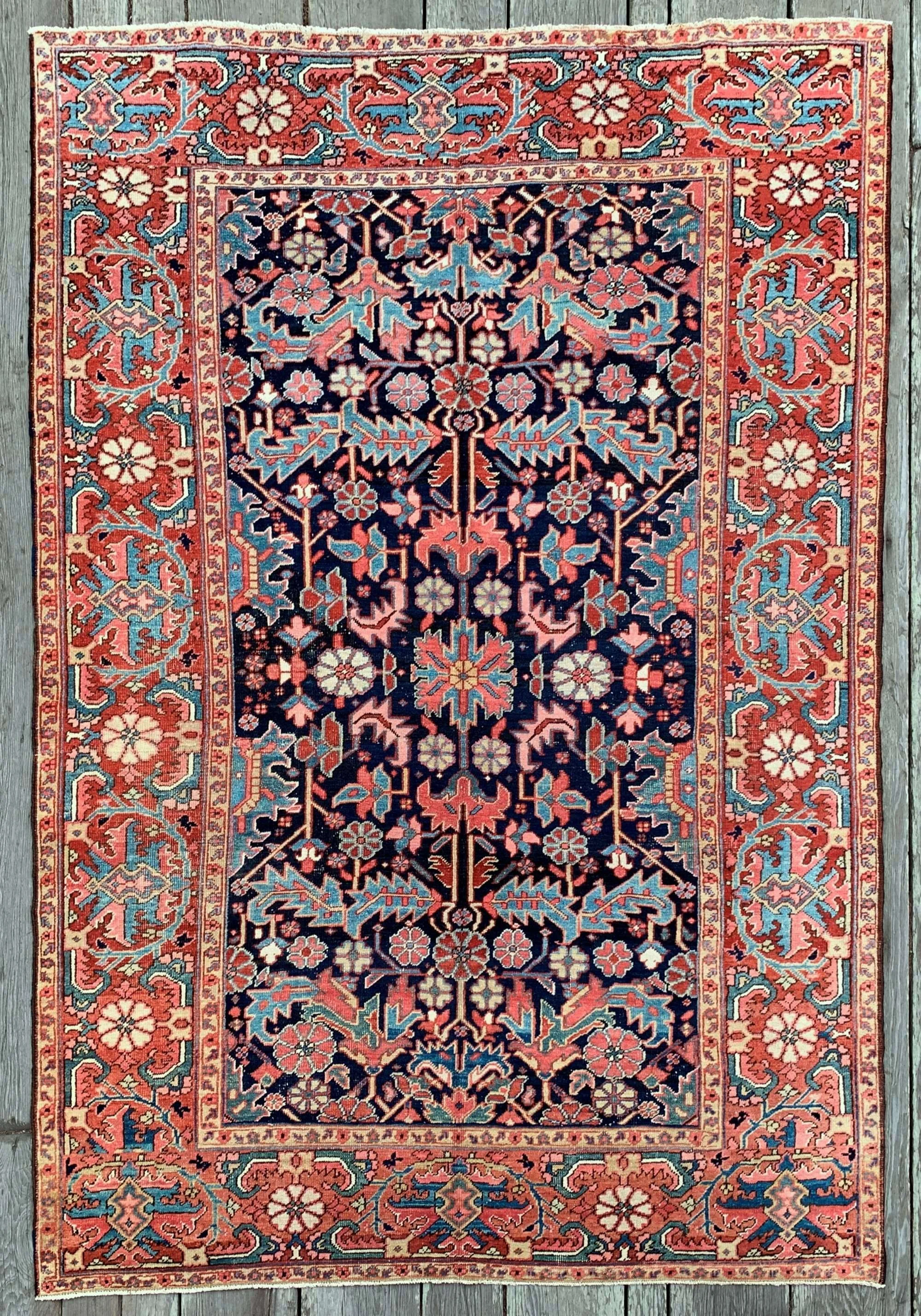 antique heriz rug navy blue