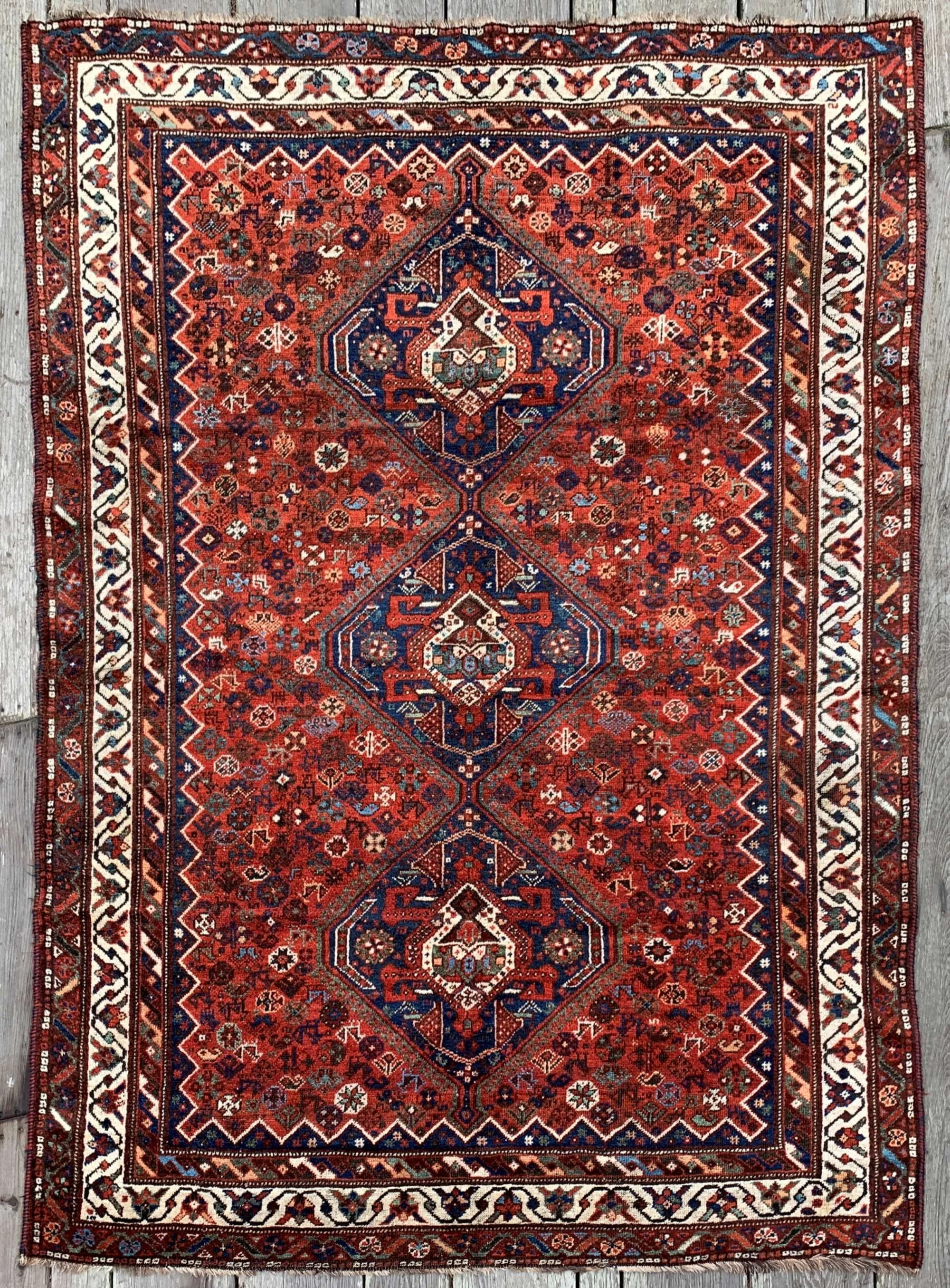 persian tribal khamseh shiraz rug