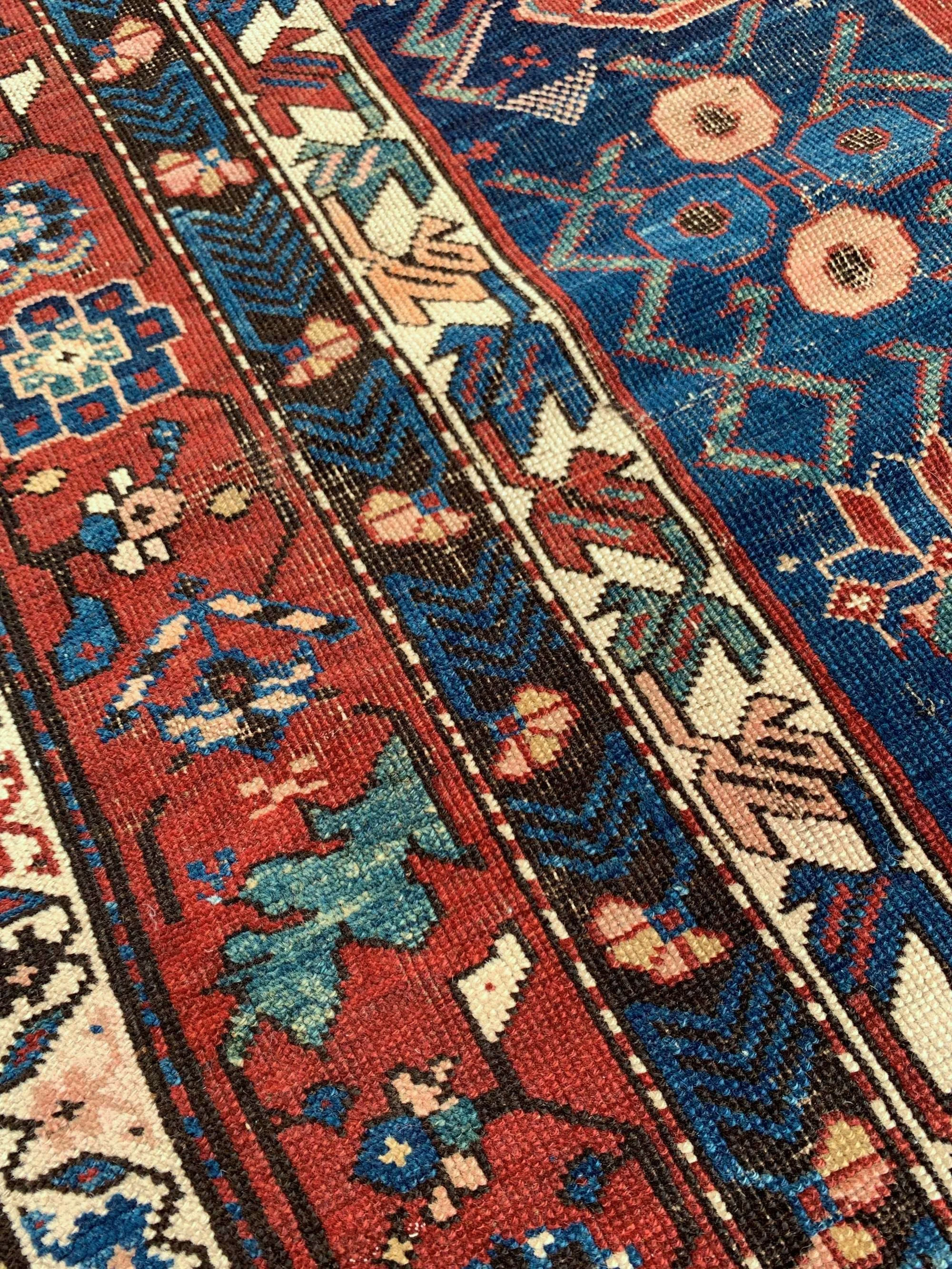 antique kazak rug blue