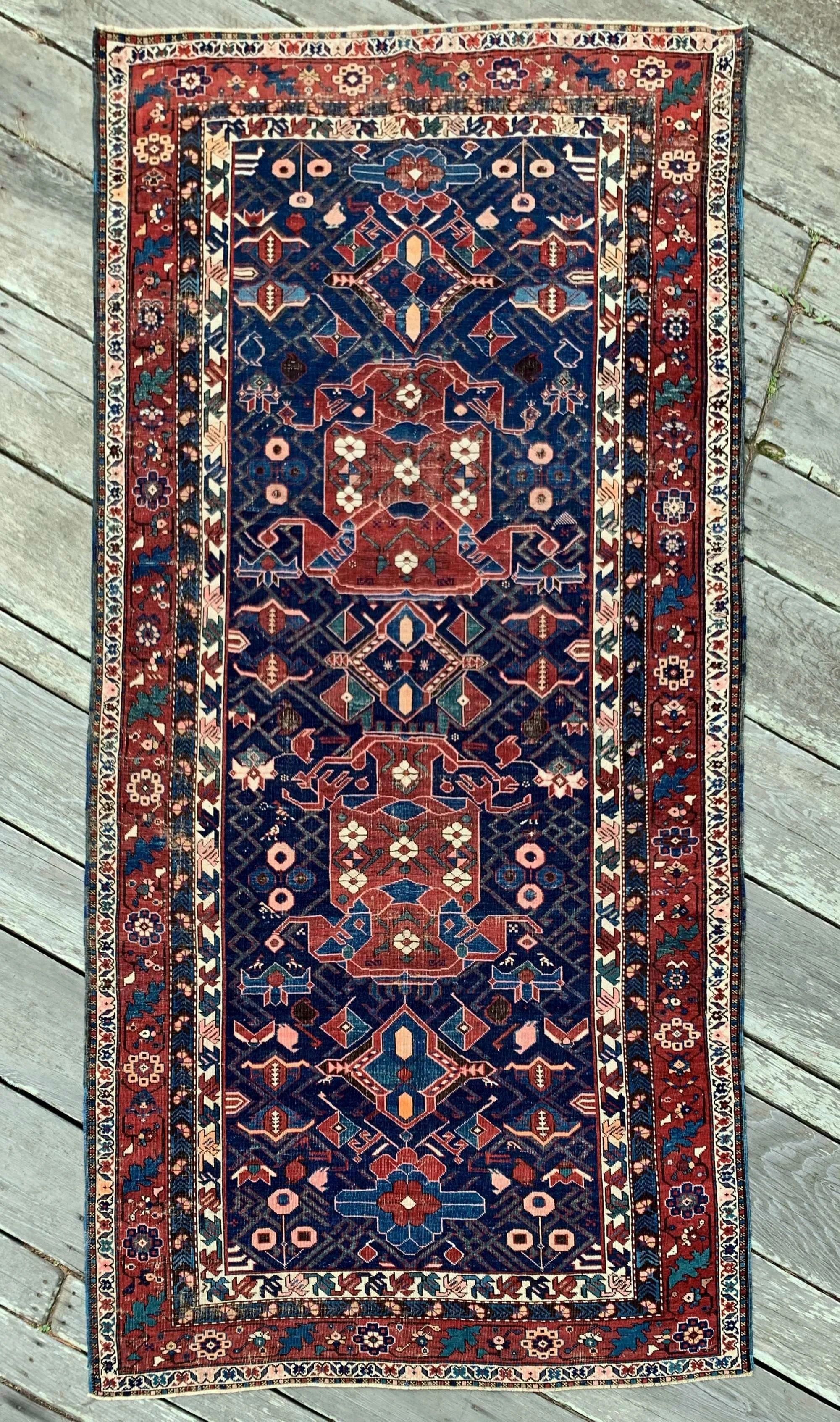 Antique Caucasian Kuba Seychour Rug 4'9"x9'7" c.1900