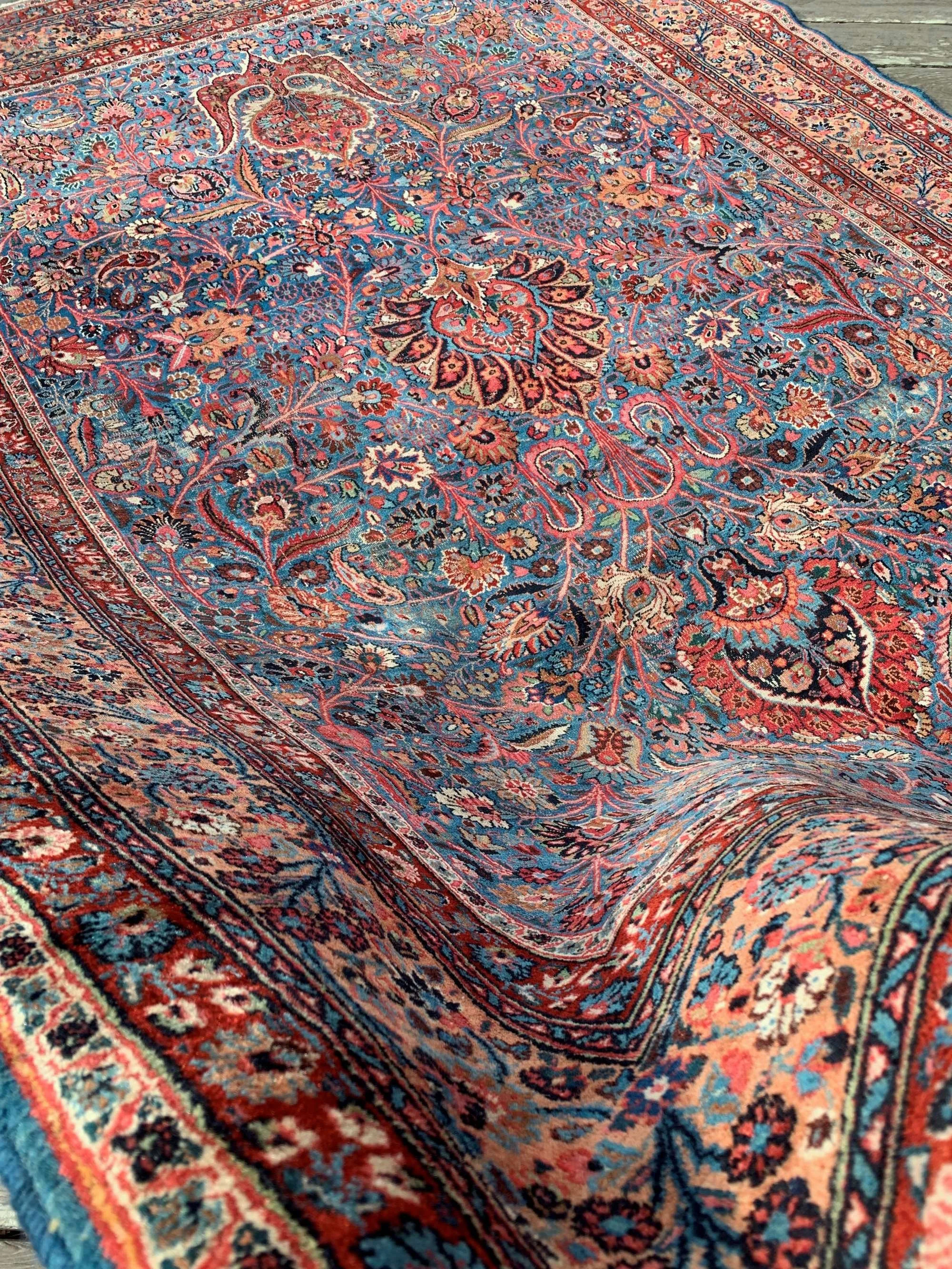 antique persian 8x11 rug blue