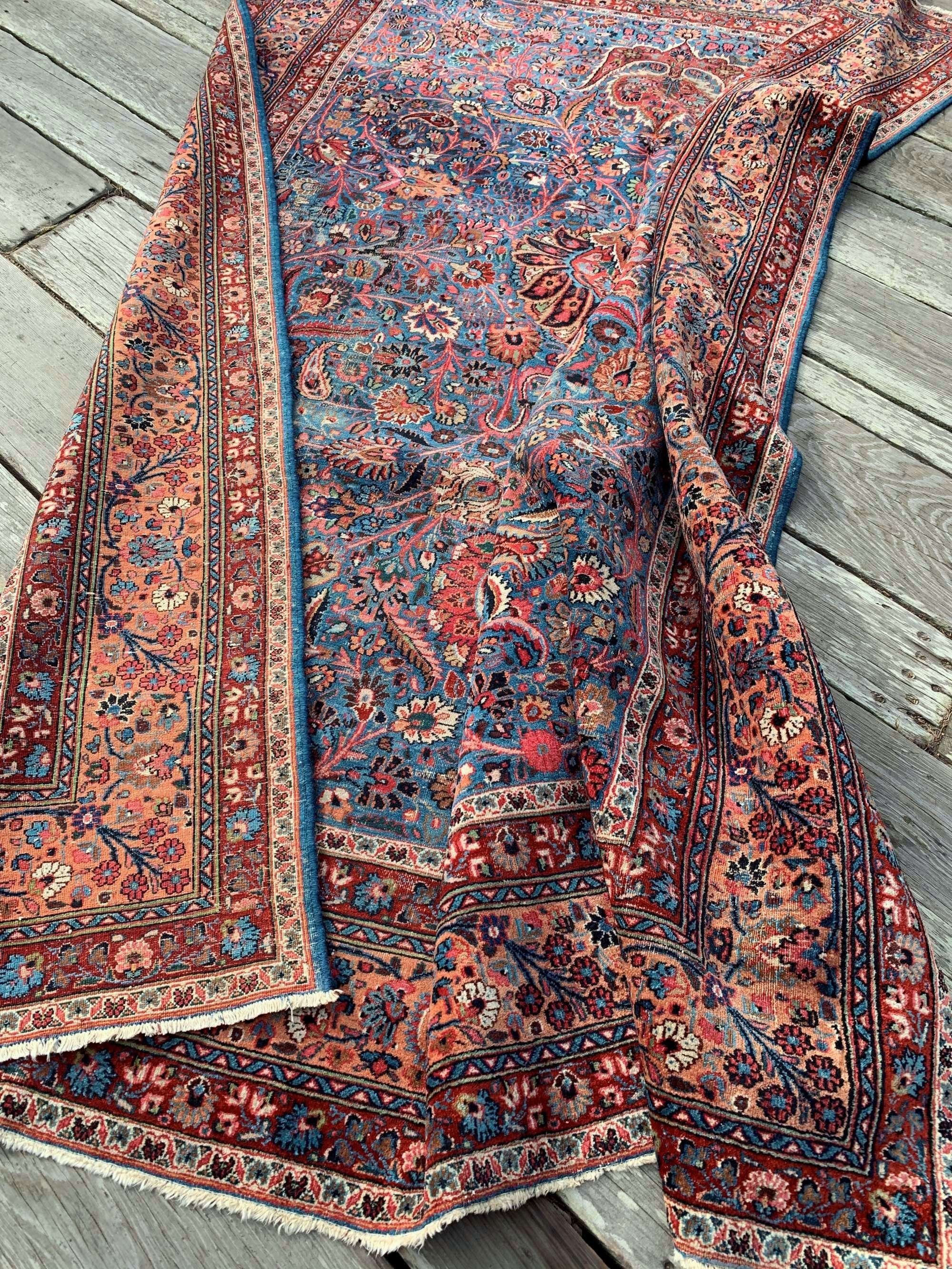 room size persian rugs blue