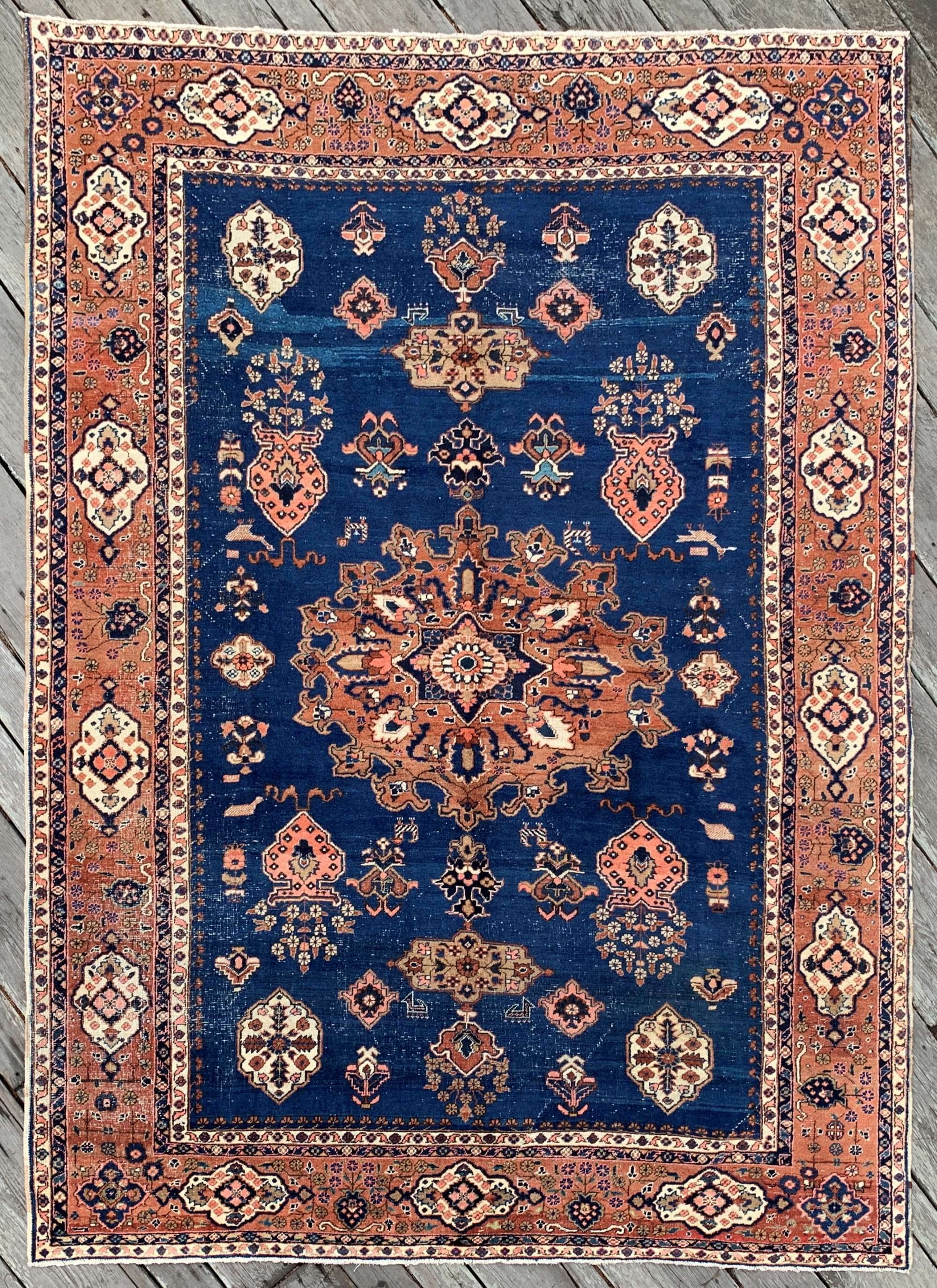 Steelman Rugs Antique Northwest Persian Rug 8 6 X11 7 Denim Blue Terracotta