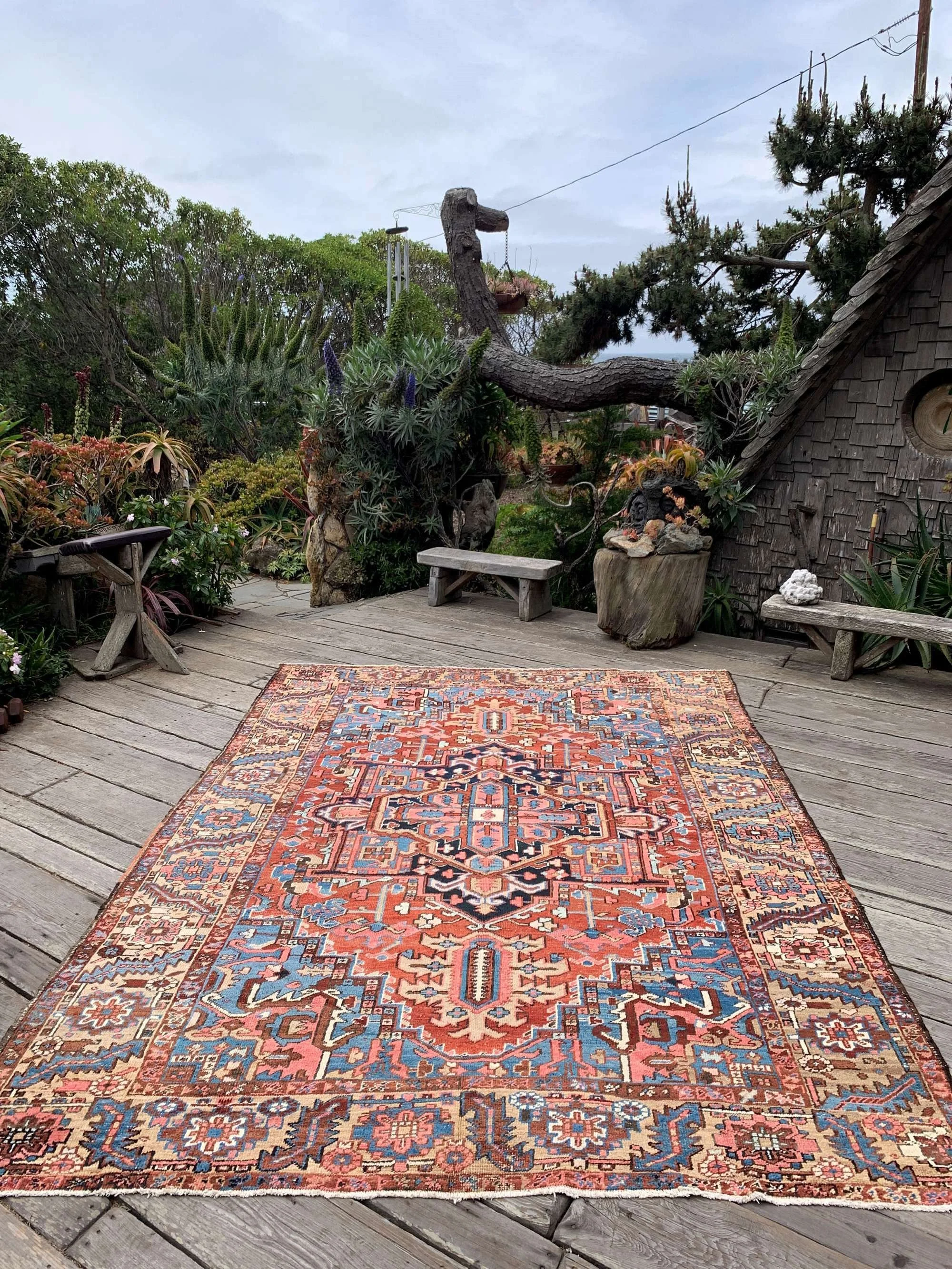 antique persian heriz serapi rug 9x12