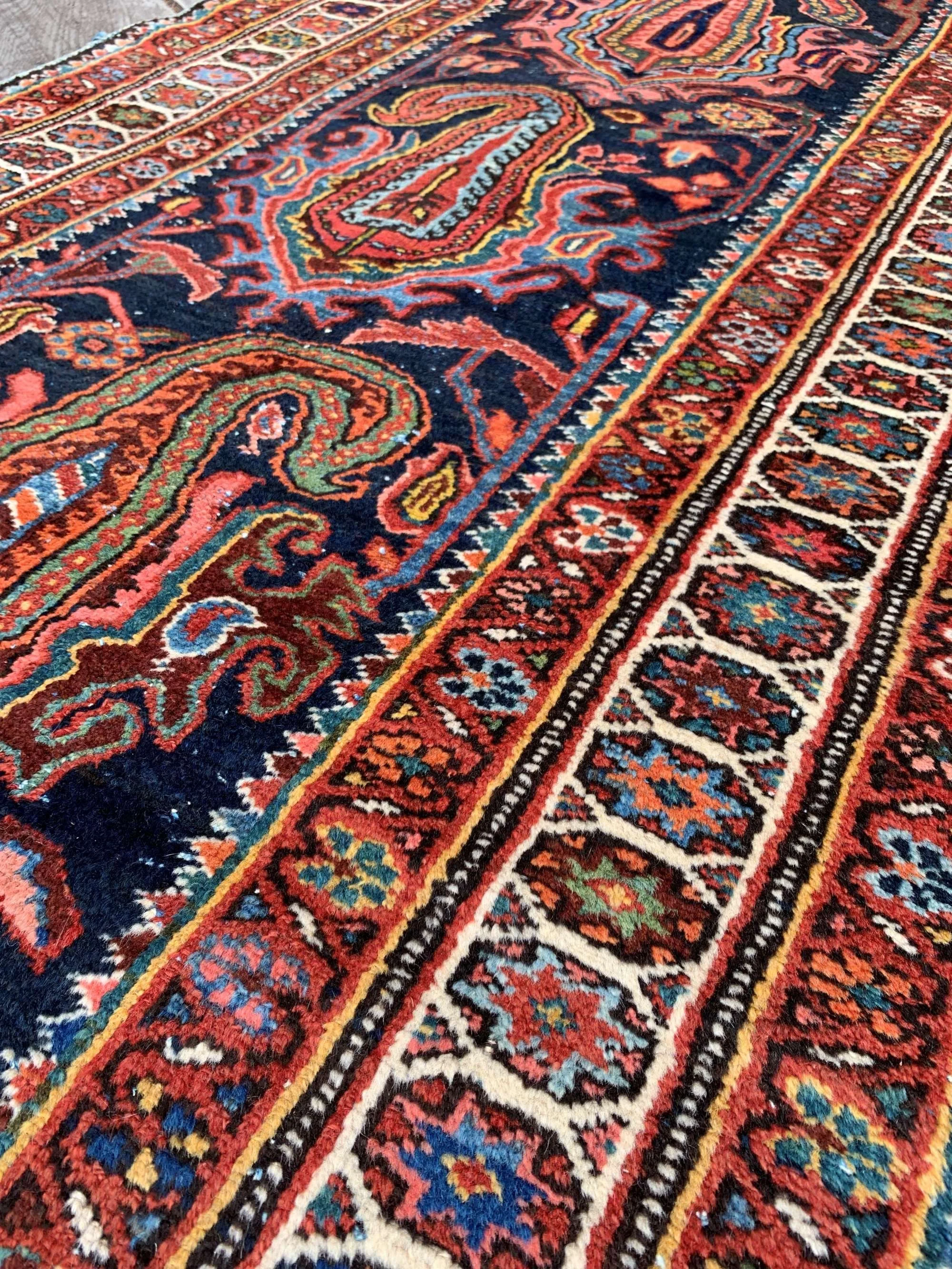 antique tribal runner rug blue