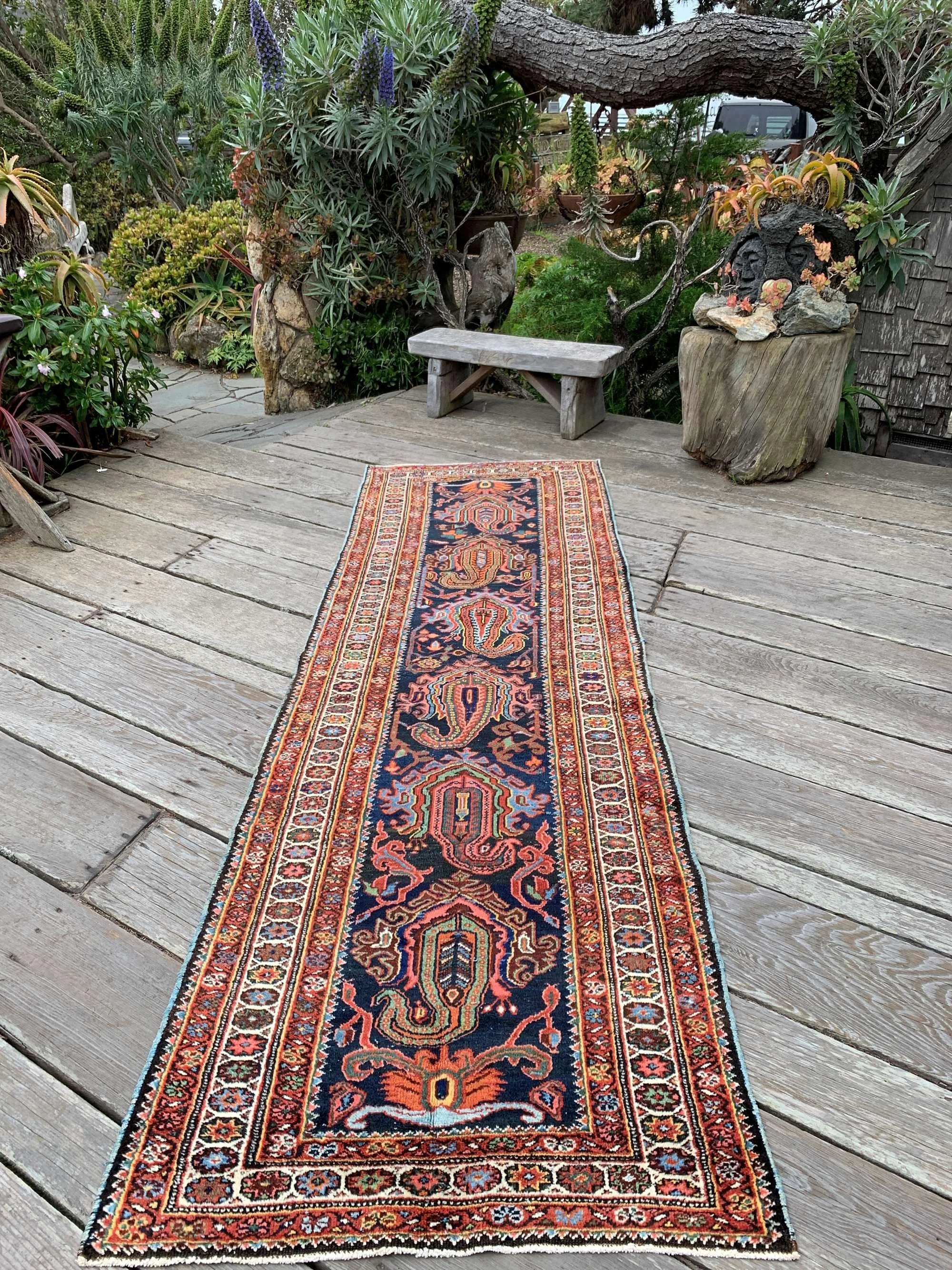 antique persian runner rug blue